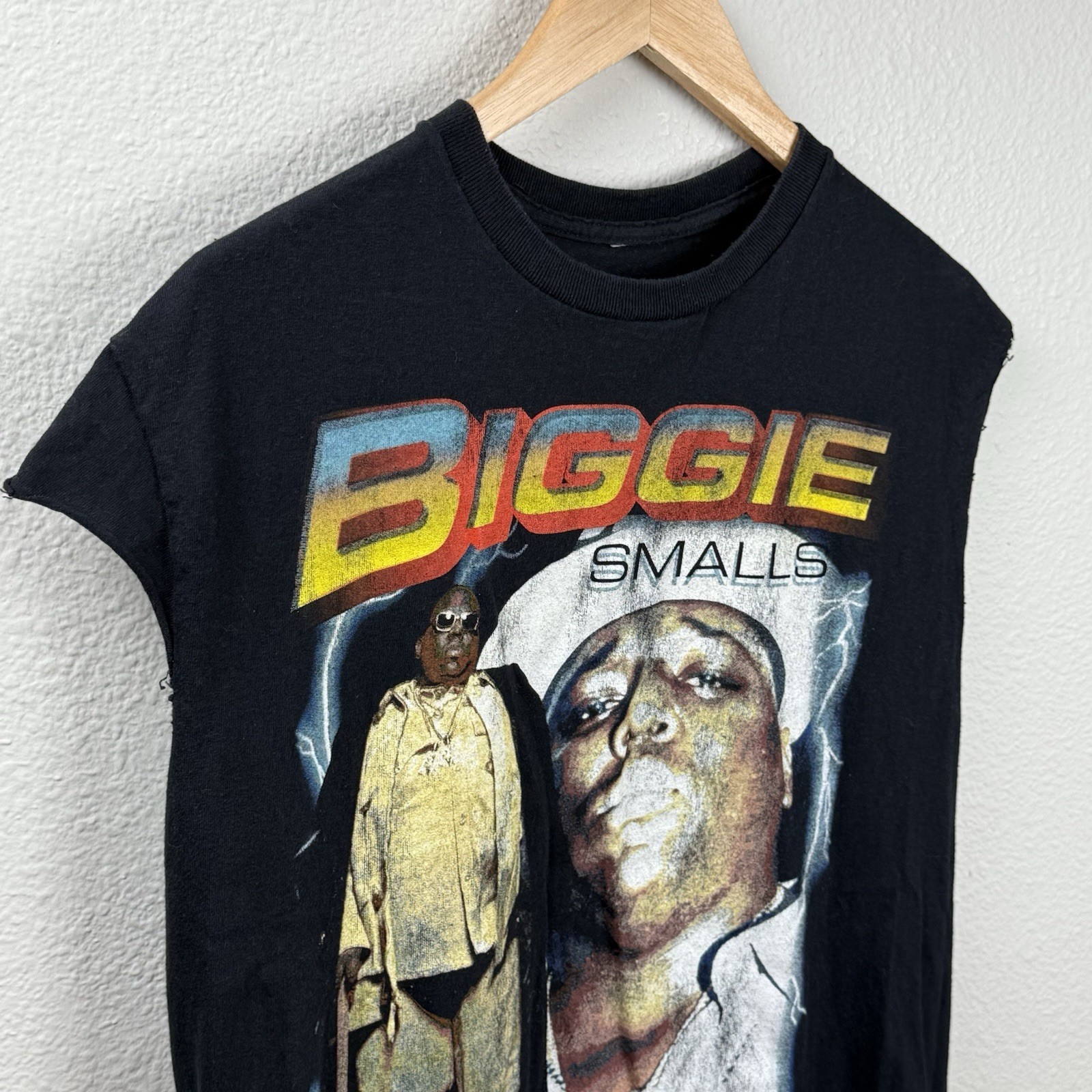 Biggie Smalls Graphic Tee Notorious B.I.G. Cut Off Shirt Size M Rap Hip Hop Icon