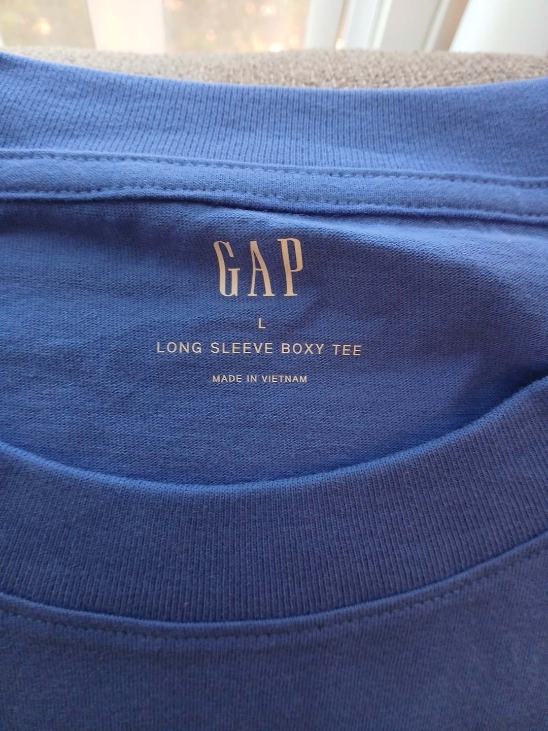 NEW Men&rsquo;s GAP Ultra Soft Long Sleeve Boxy Tee, Blue, Size Large