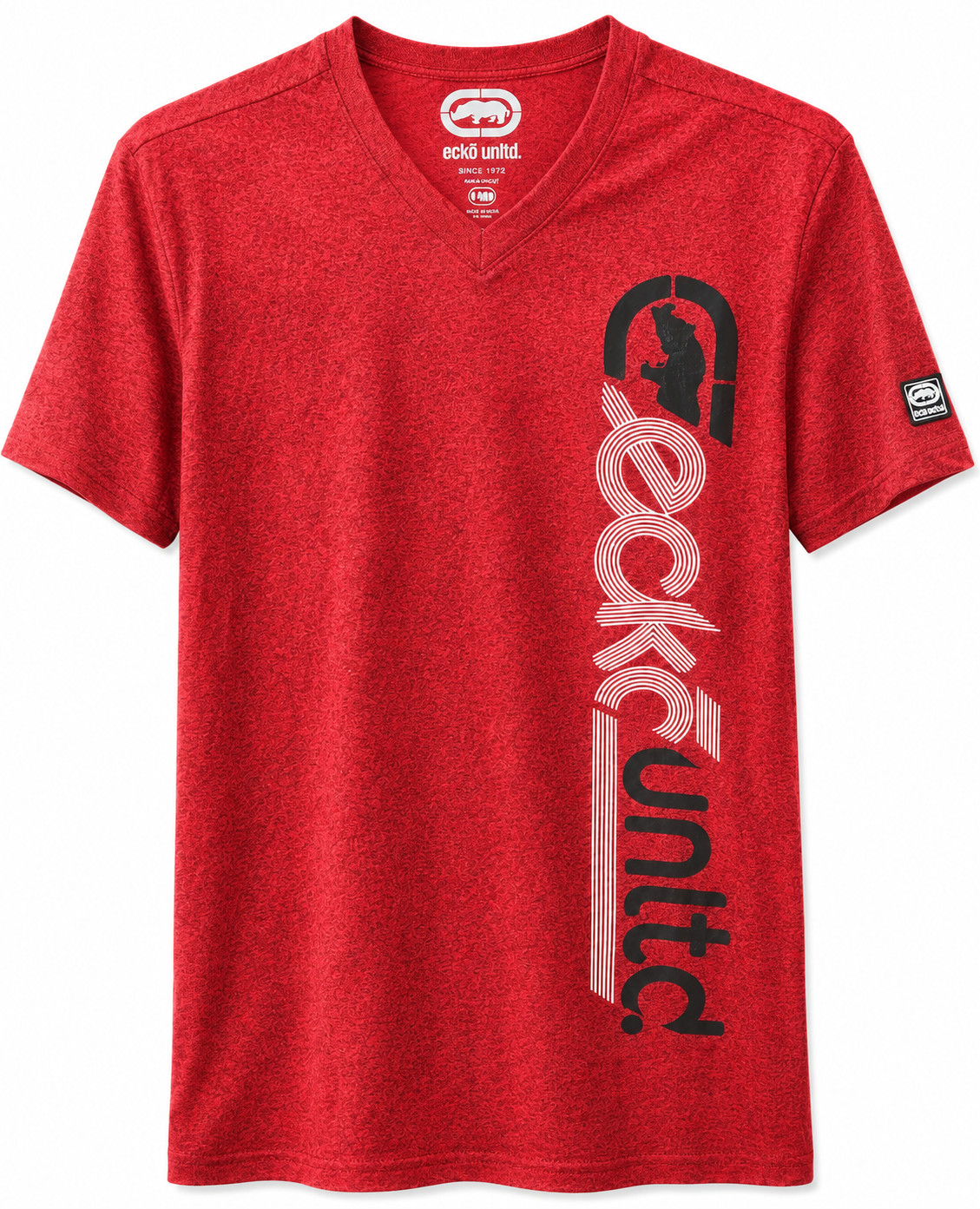 Ecko Unltd. V-Neck T-Shirt-True Red Marled-New with Tag-Size (S-XL)