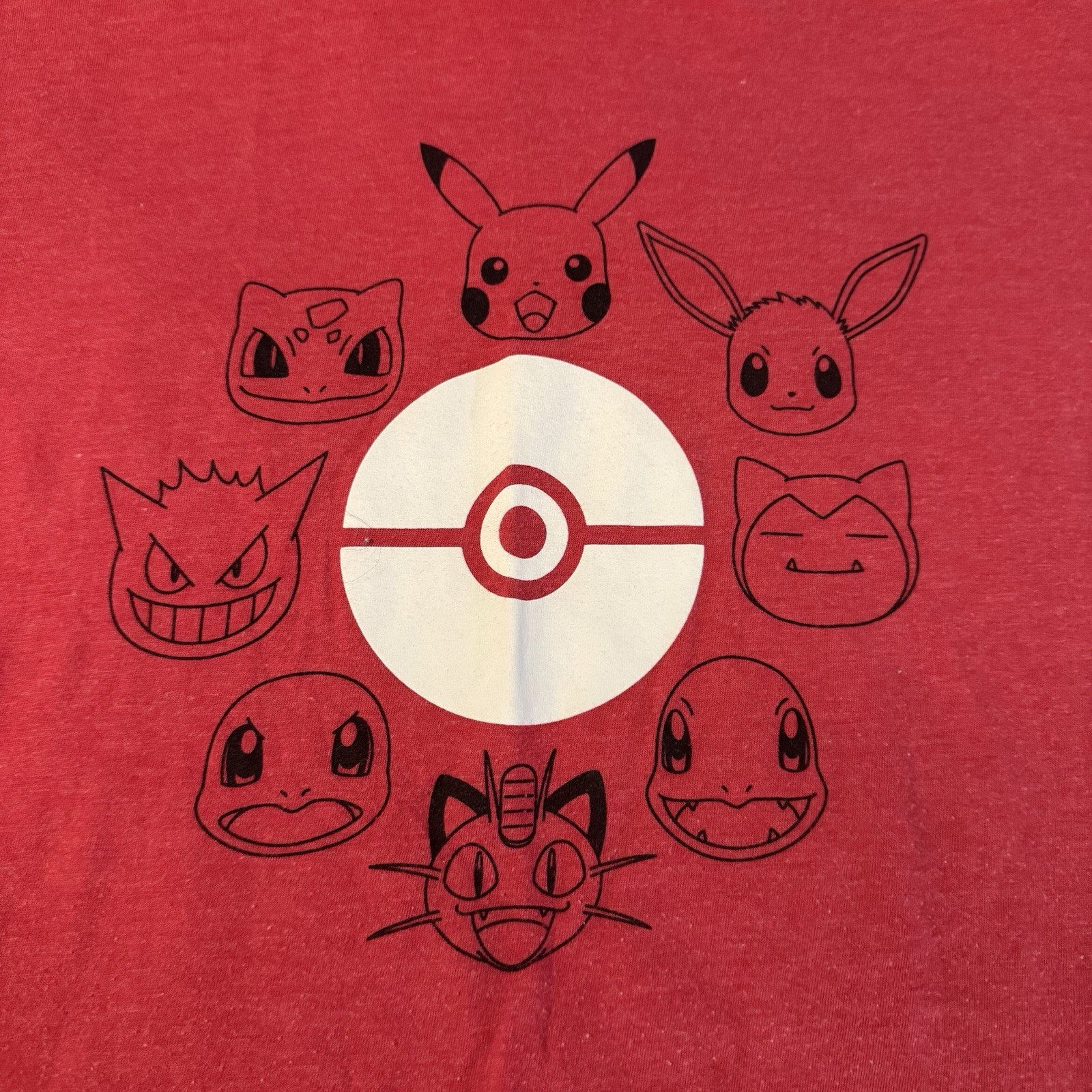 Pokemon Short Sleeve T-Shirt Adult Size Large Red Pikachu