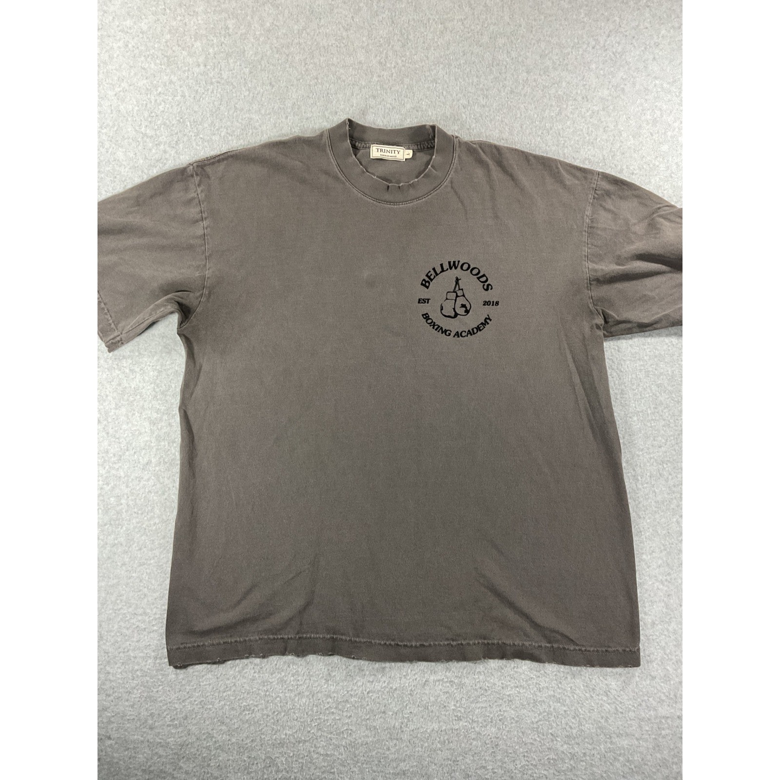 Trinity Bellwoods Boxing Academy T-Shirt Mens Large Grey Distressed LA Made 950