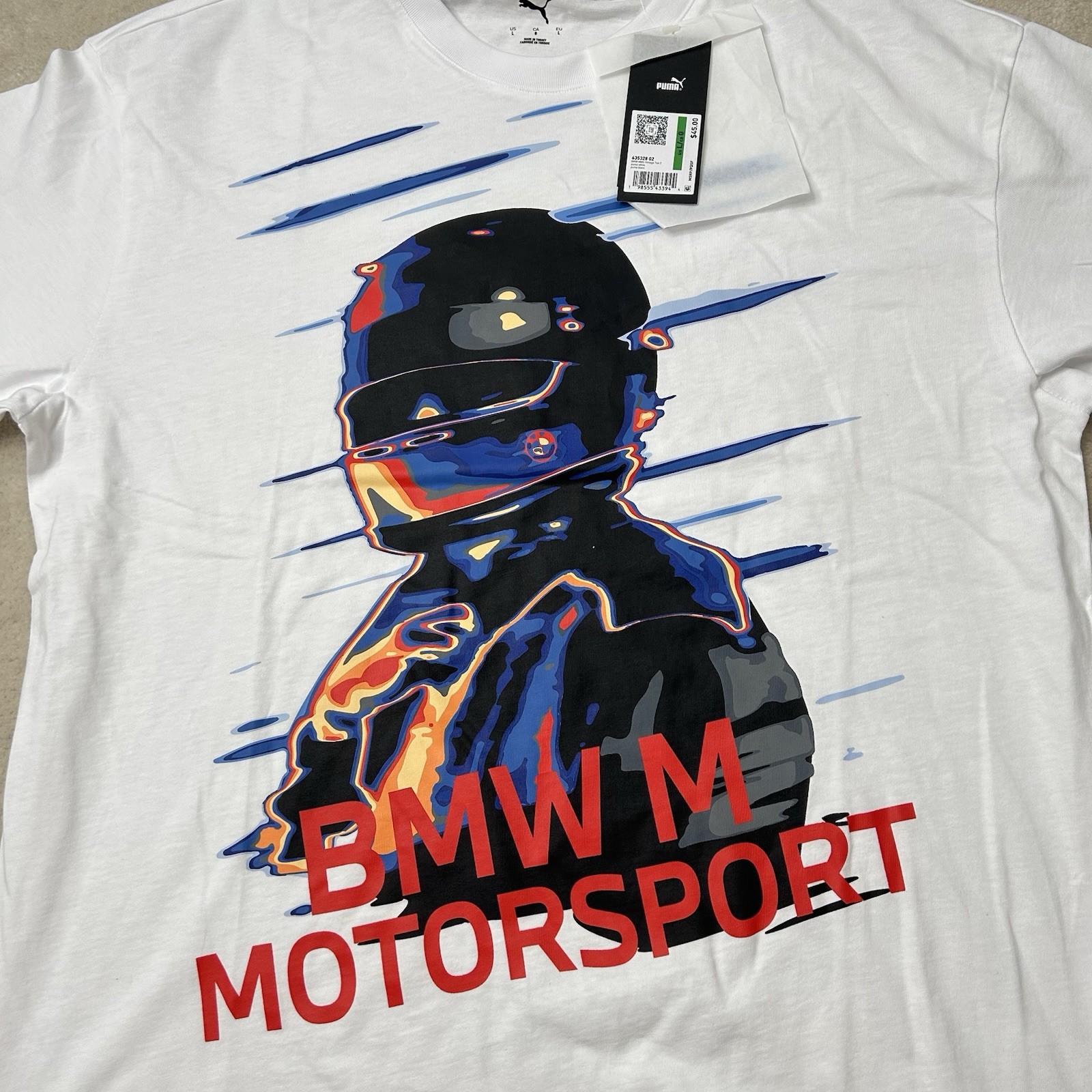 Puma BMW Motorsport Essential Logo T Shirt Men&rsquo;s Large Vintage Helmet Graphic