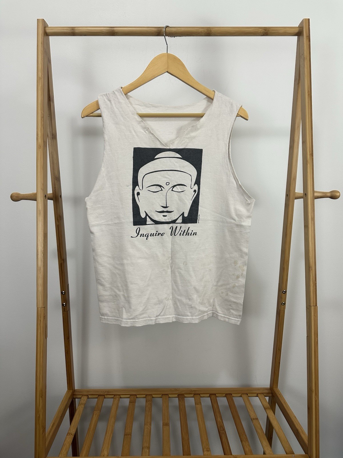 VTG Budhha Siddhartha Inquire Within Zen Meditate Chopped Tank Top Shirt Size M