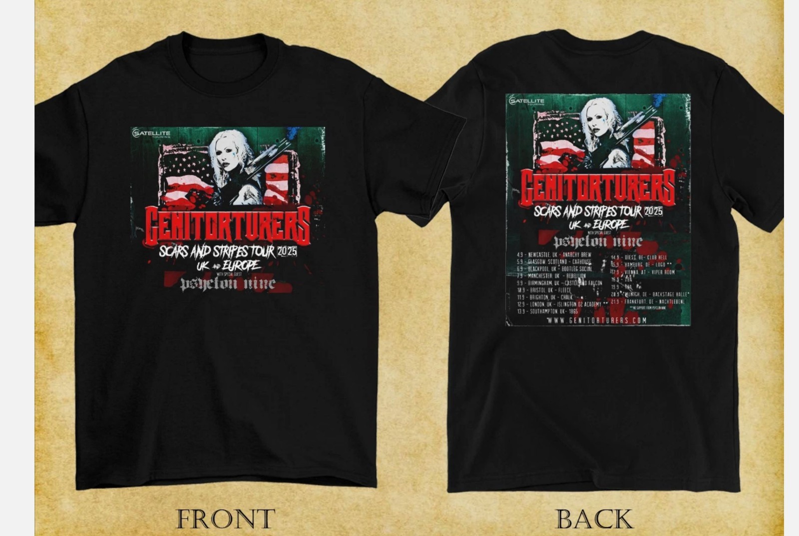 2 Sides Genitorturers Band 2025 EU & UK Tour Shirt Black Unisex S-45XL