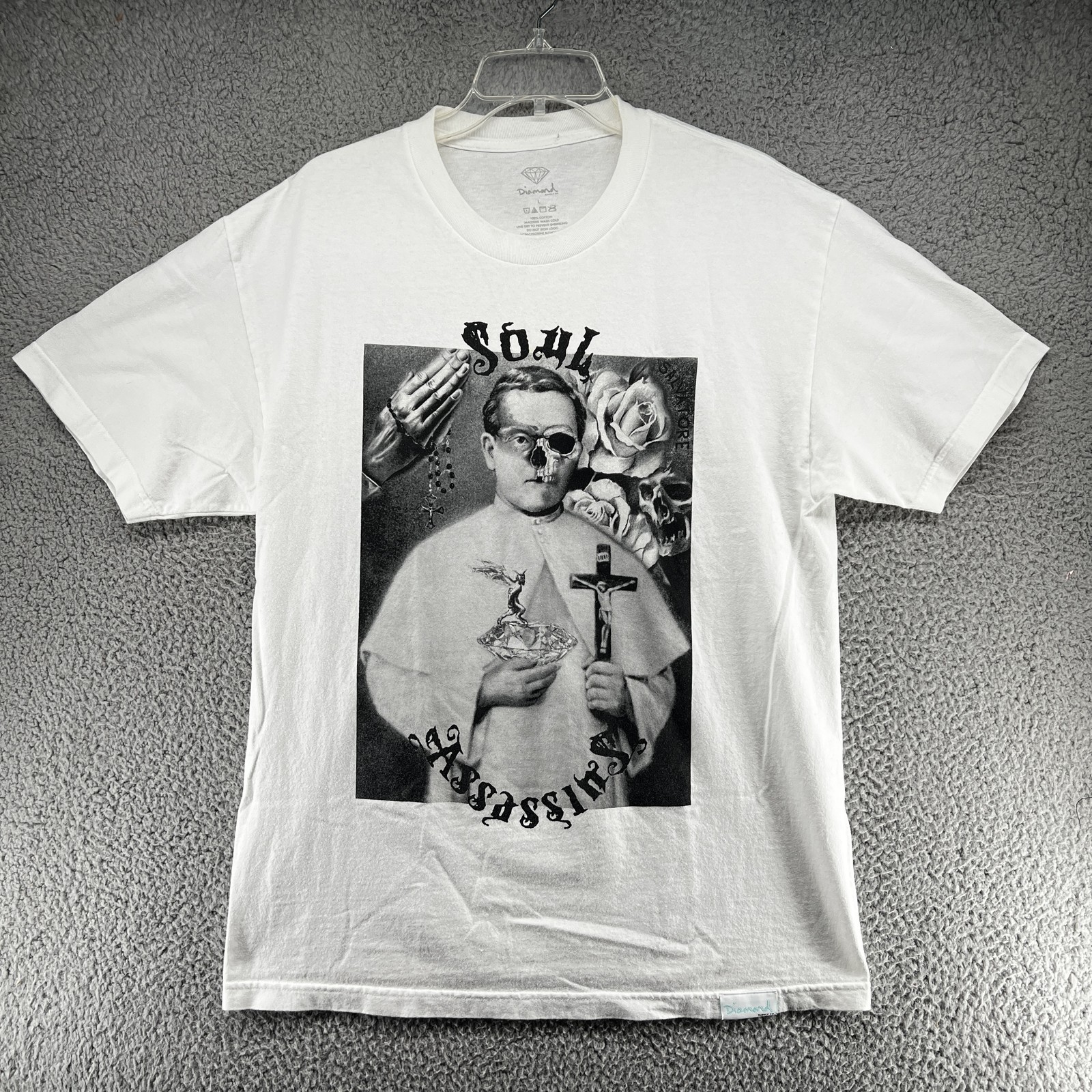 Diamond Supply Co Shirt Mens Large White Soul Assassins Graphic Tee Rare Art