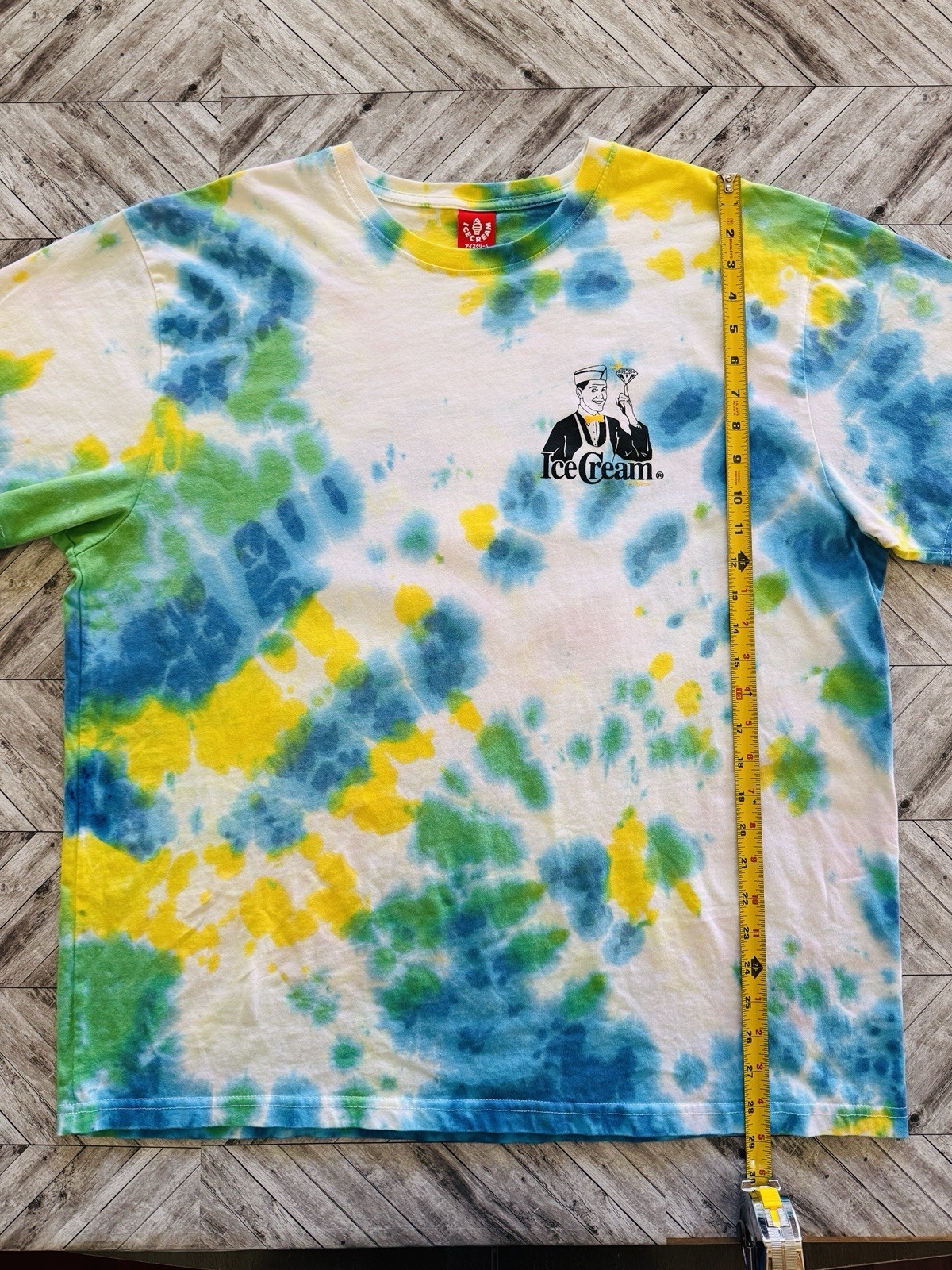 Icecream T-Shirt Mens 2XL Tie Dye Streetwear Y2K Urban Hip Hop Stretch Grail