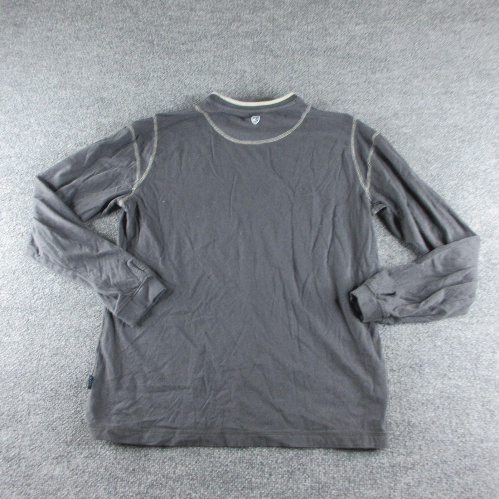 Kuhl Shirt Mens Medium Gray Long Sleeve Organic Cotton Zip Pocket Crew Neck