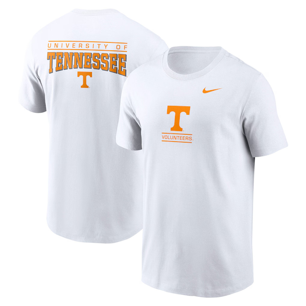 Tennessee Volunteer Inspired 2-Hit White College Sports Graphic Tee