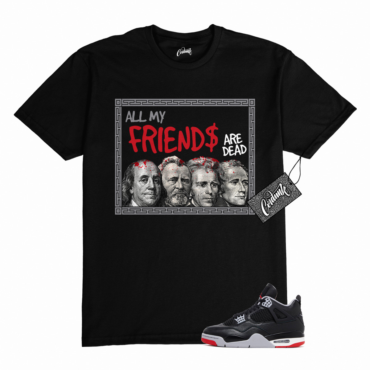 4 Bred Reimagined Cement Grey Varsity Red Summit Shirt Match FRIENDS Jordan