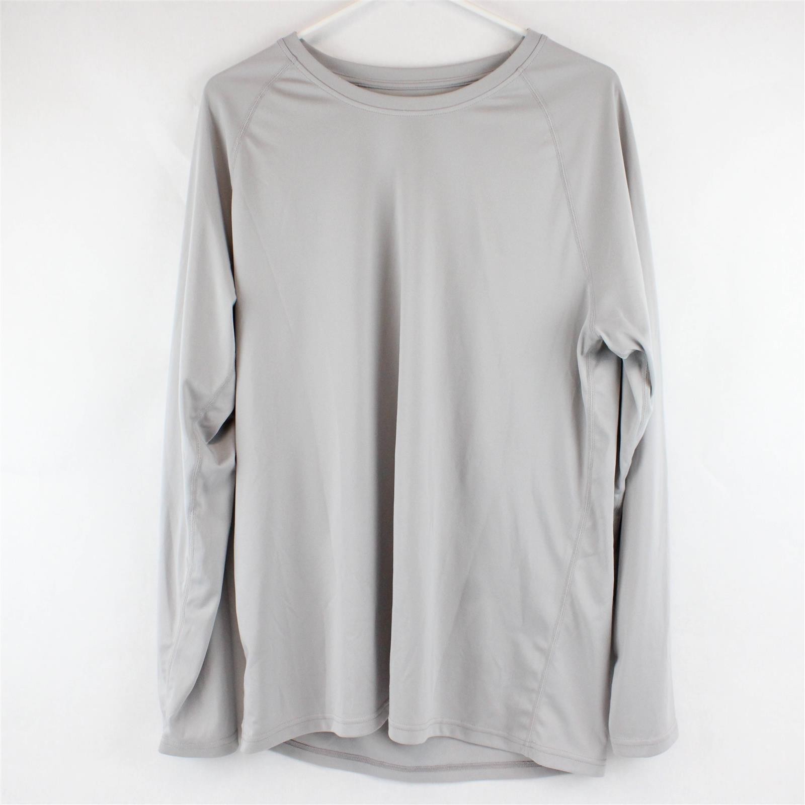 Light Gray Long-Sleeved Activewear T-Shirt Men&rsquo;s Large