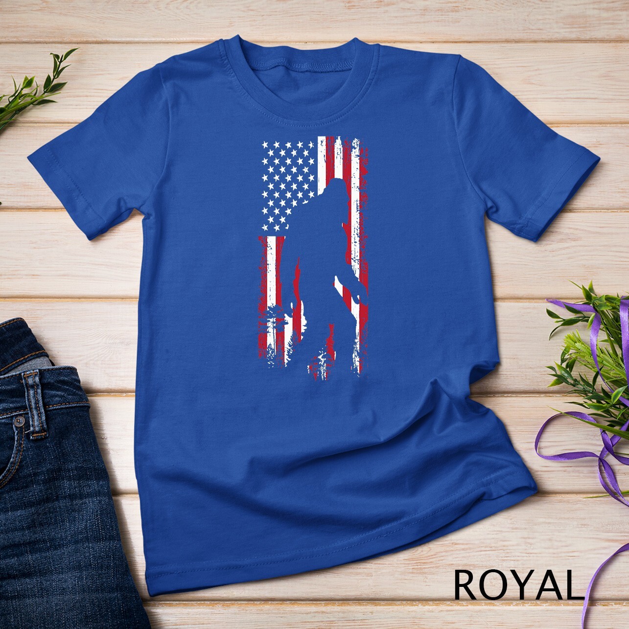 Bigfoot 4th of July American USA Flag Patriotic Boys Kids T-Shirt Unisex T-shirt