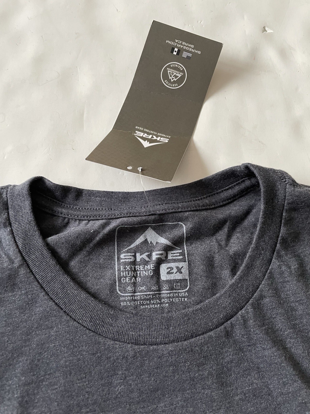 NEW Skre Gear Barnwood Logo Tee Men’s T-shirt 2XL Gray Extreme Hunting Gear