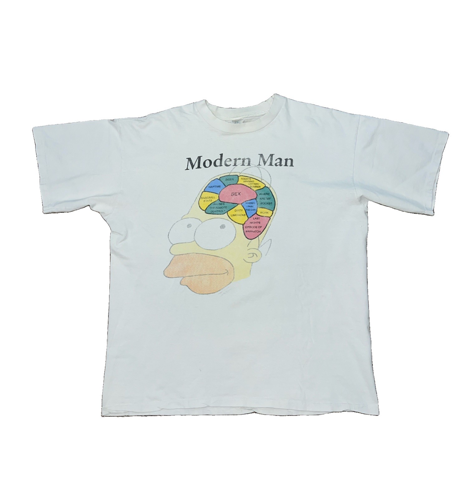 Vintage 90s The Simpsons Shirt Homer Simpson Rare Cartoon “Modern Man” XL