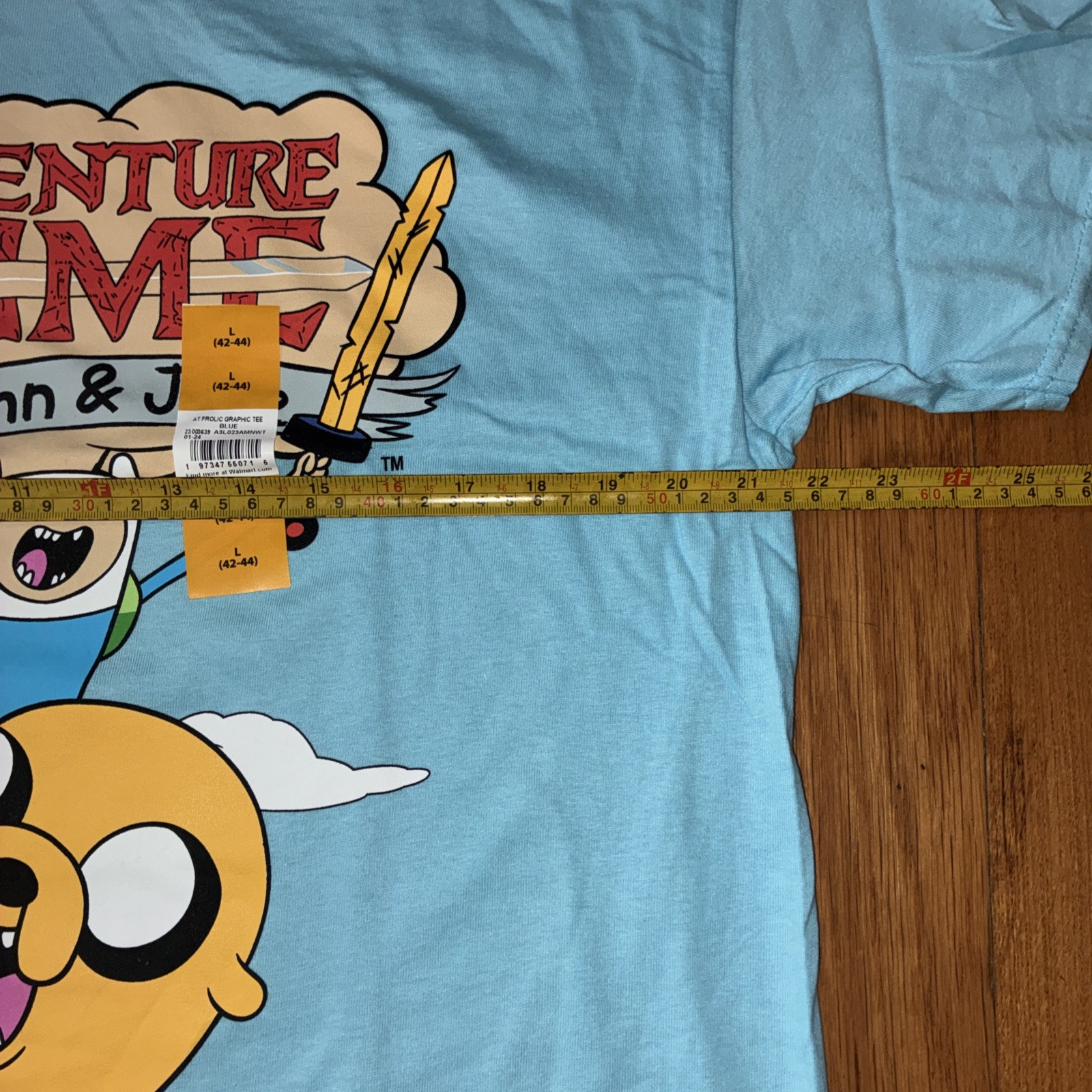Adventure Time with Finn & Jake Men&rsquo;s Blue Cartoon Graphic Tee T-Shirt Sz Large