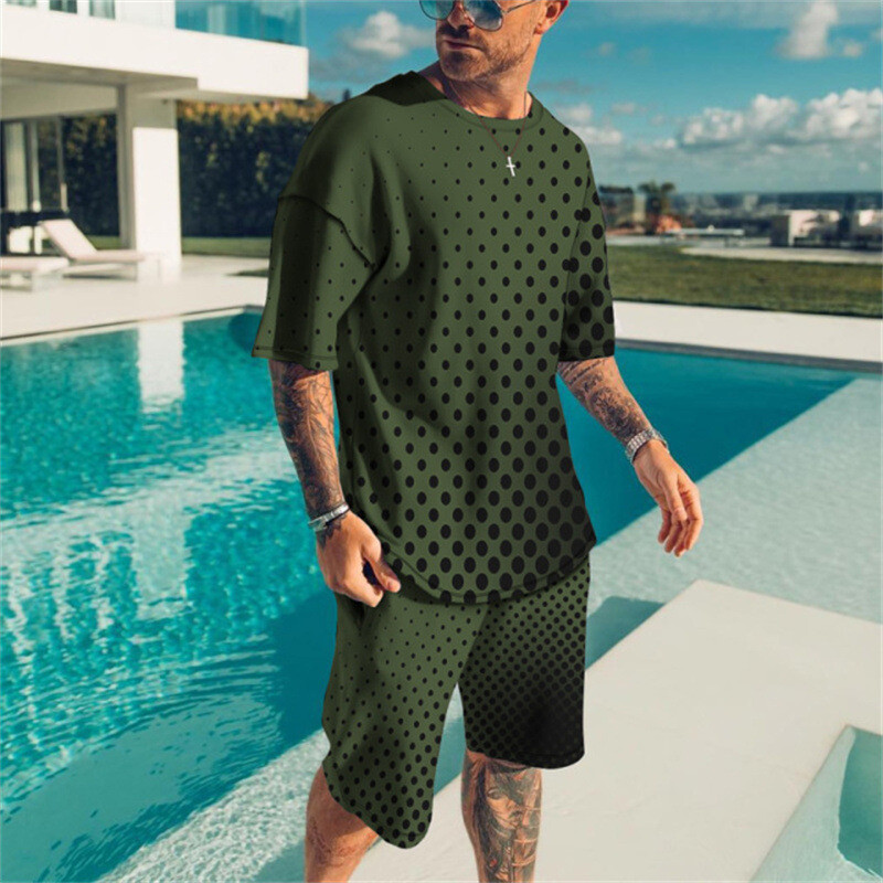 Men&rsquo;s Outfit 2-Piece Set Short Sleeve T-Shirts and Shorts Sweatsuit Set Summer