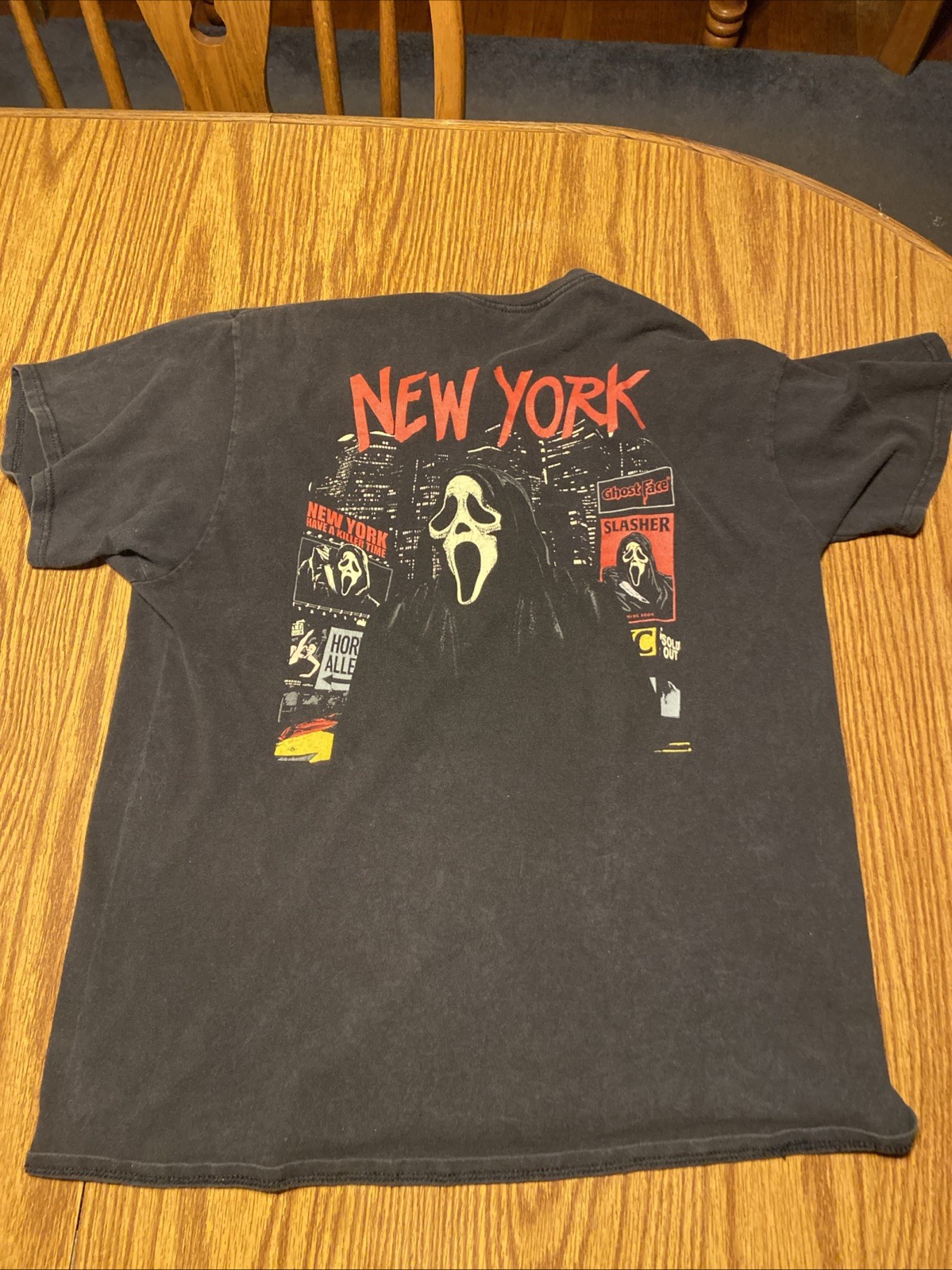 Ghost Face Scream New York Graphic Tee Large Black Mineral Wash