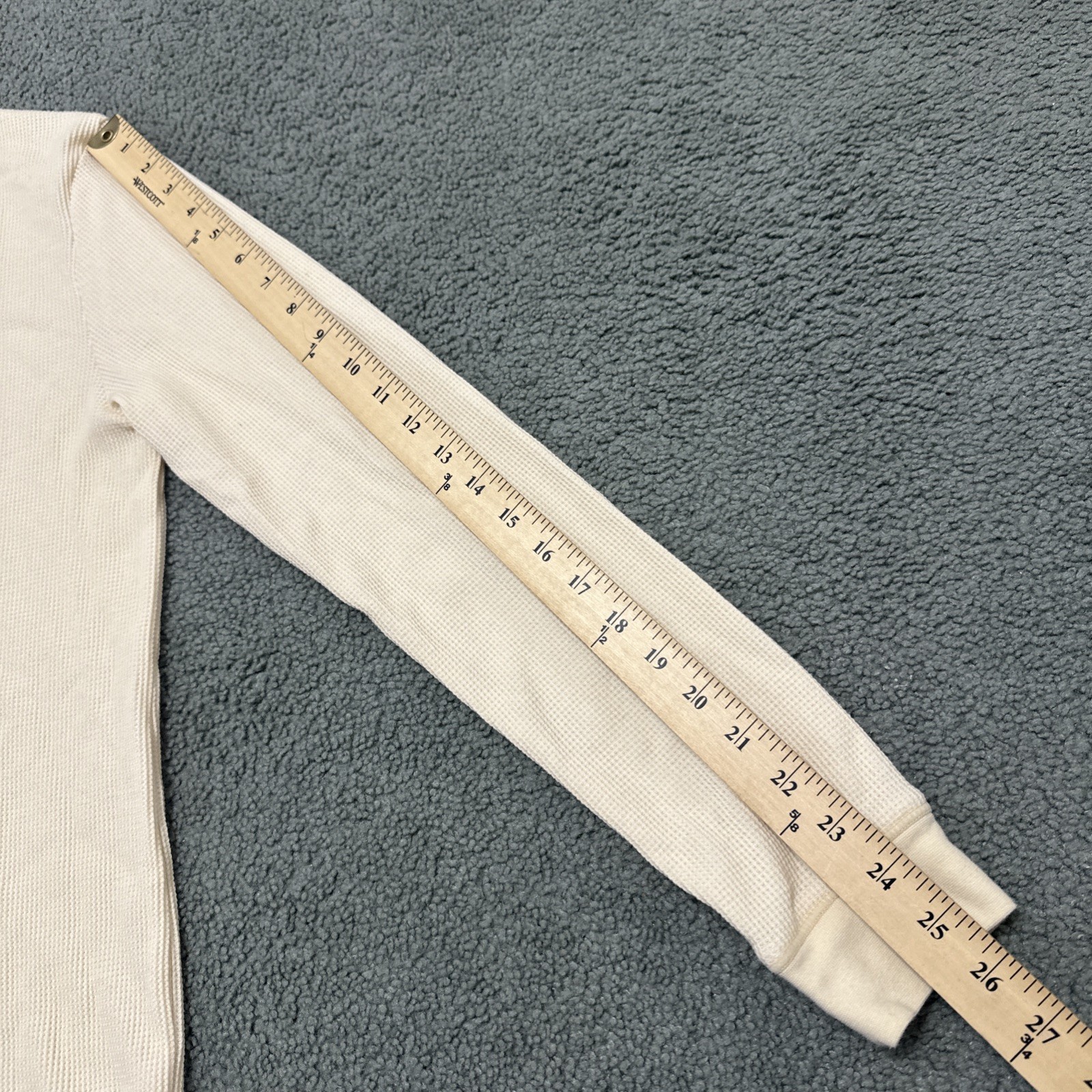 DIXXON Flannel Cream Soft Waffle Knit Long Sleeve Thermal Shirt Mens L