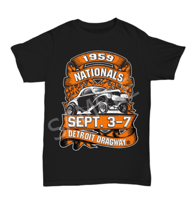 *Detroit Dragway® 59 Nationals Black Short Sleeve T With Image on Back