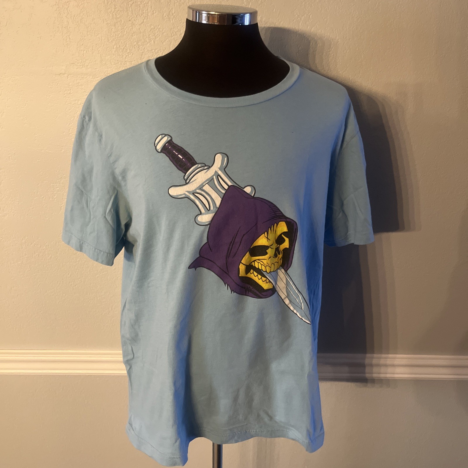 Skeletor He-Man T Shirt XL Light Blue Masters of The Universe MOTU