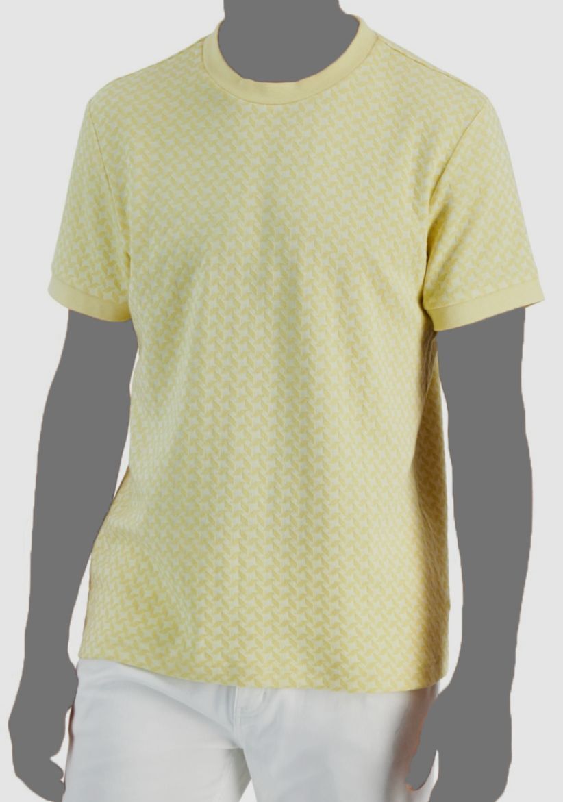 $30 Alfani Men&rsquo;s Yellow Textured Geo Jacquard Short Sleeves T-Shirt Size S