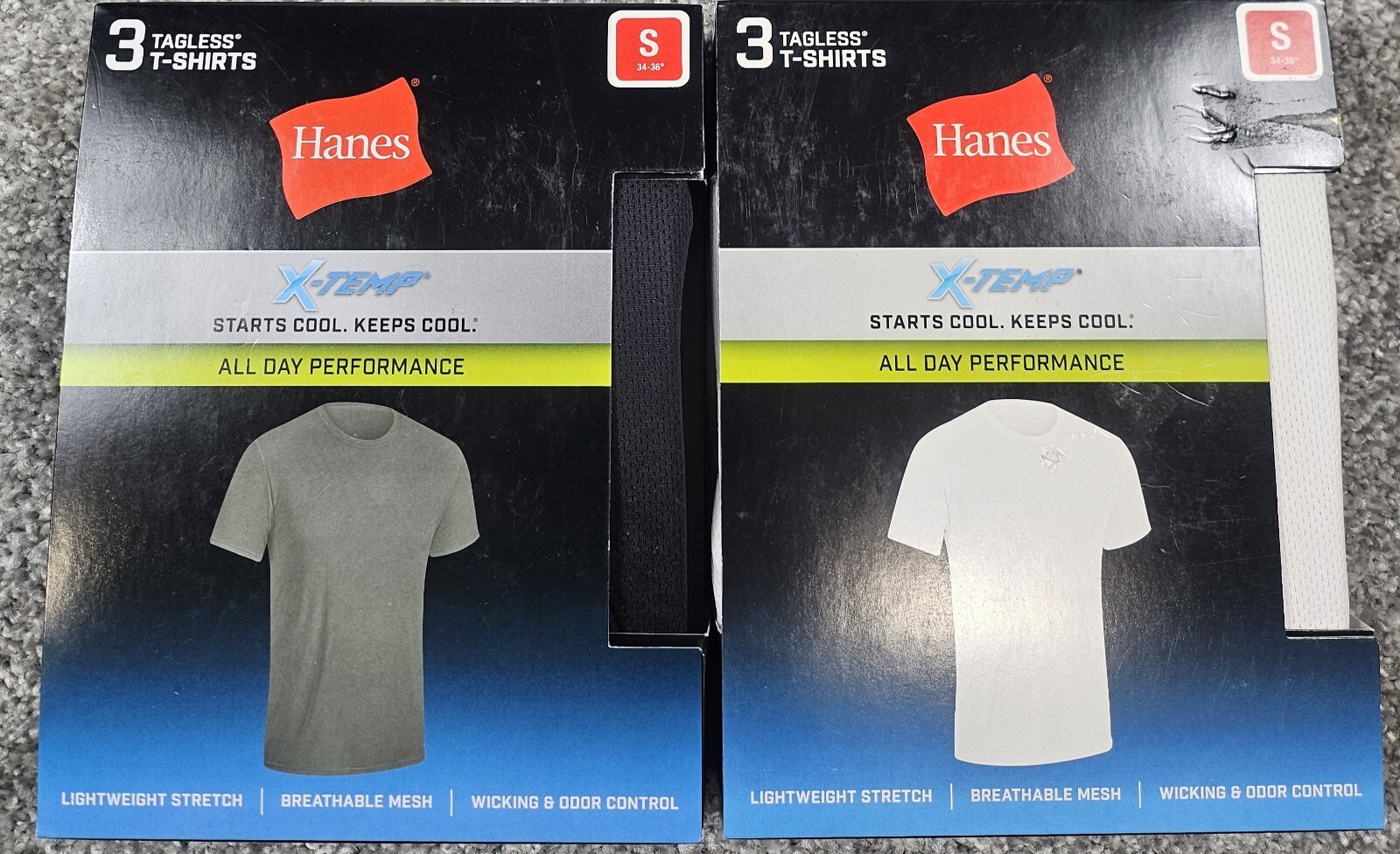 Men&rsquo;s Short Sleeve T Shirts S 34-36 Hanes 6 Pk X Temp Mesh Stretch White Black