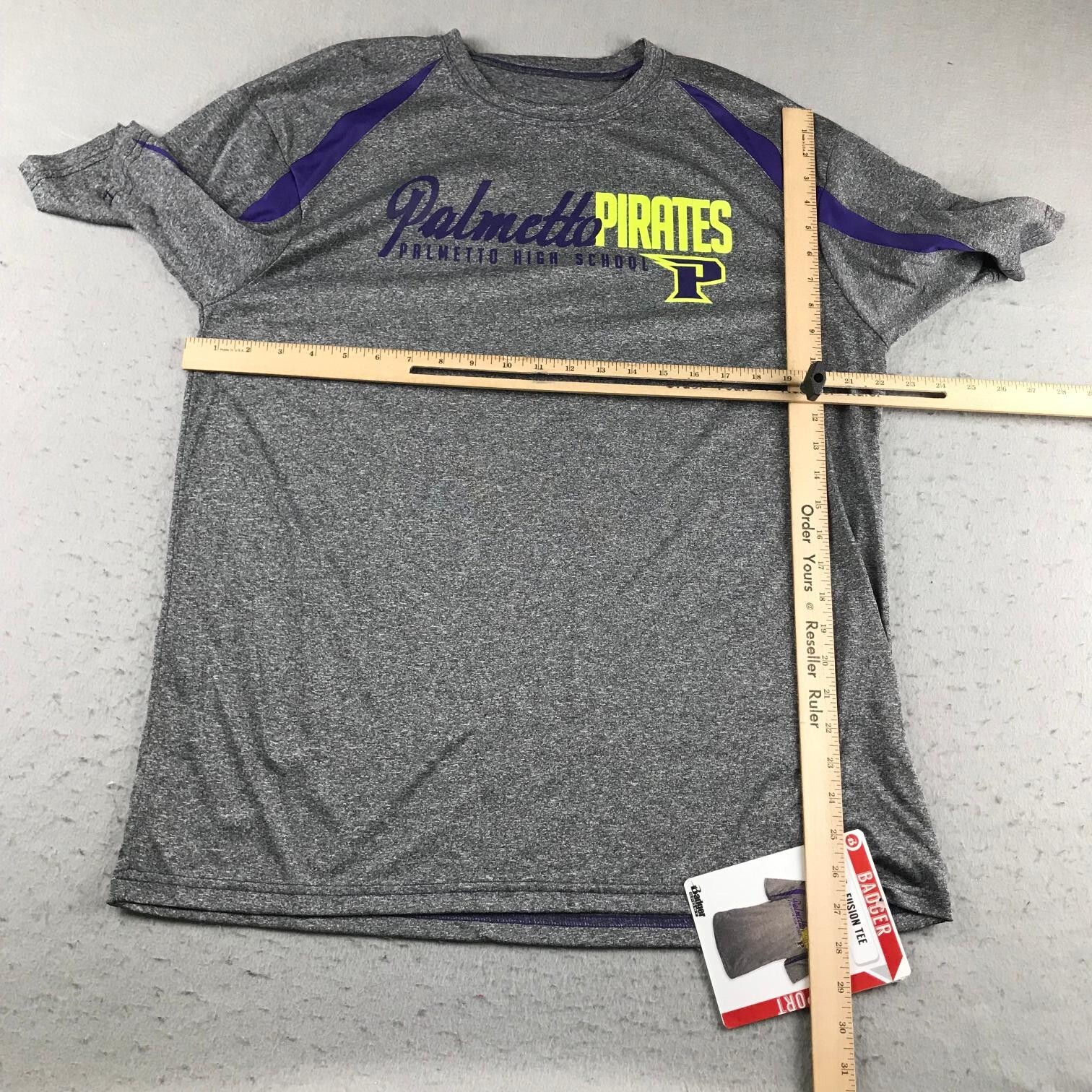 Badger Sport Shirt Mens Large Gray Crew Neck Short Sleeves Fusion Tee NWT