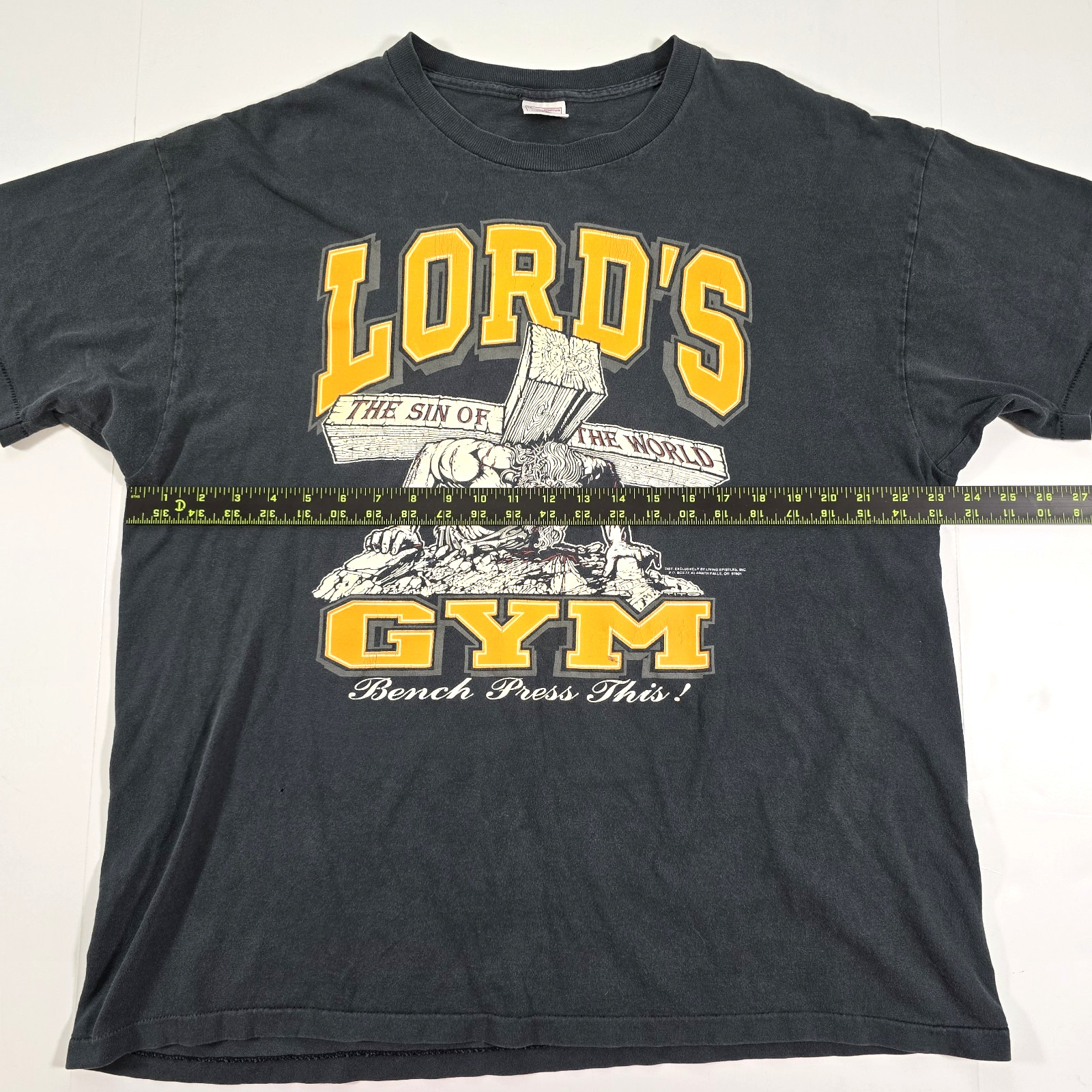 VINTAGE LORD&rsquo;S GYM T-SHIRT Sz XL SINGLE STITCH DOUBLE SIDED 90s CHRIST JESUS USA