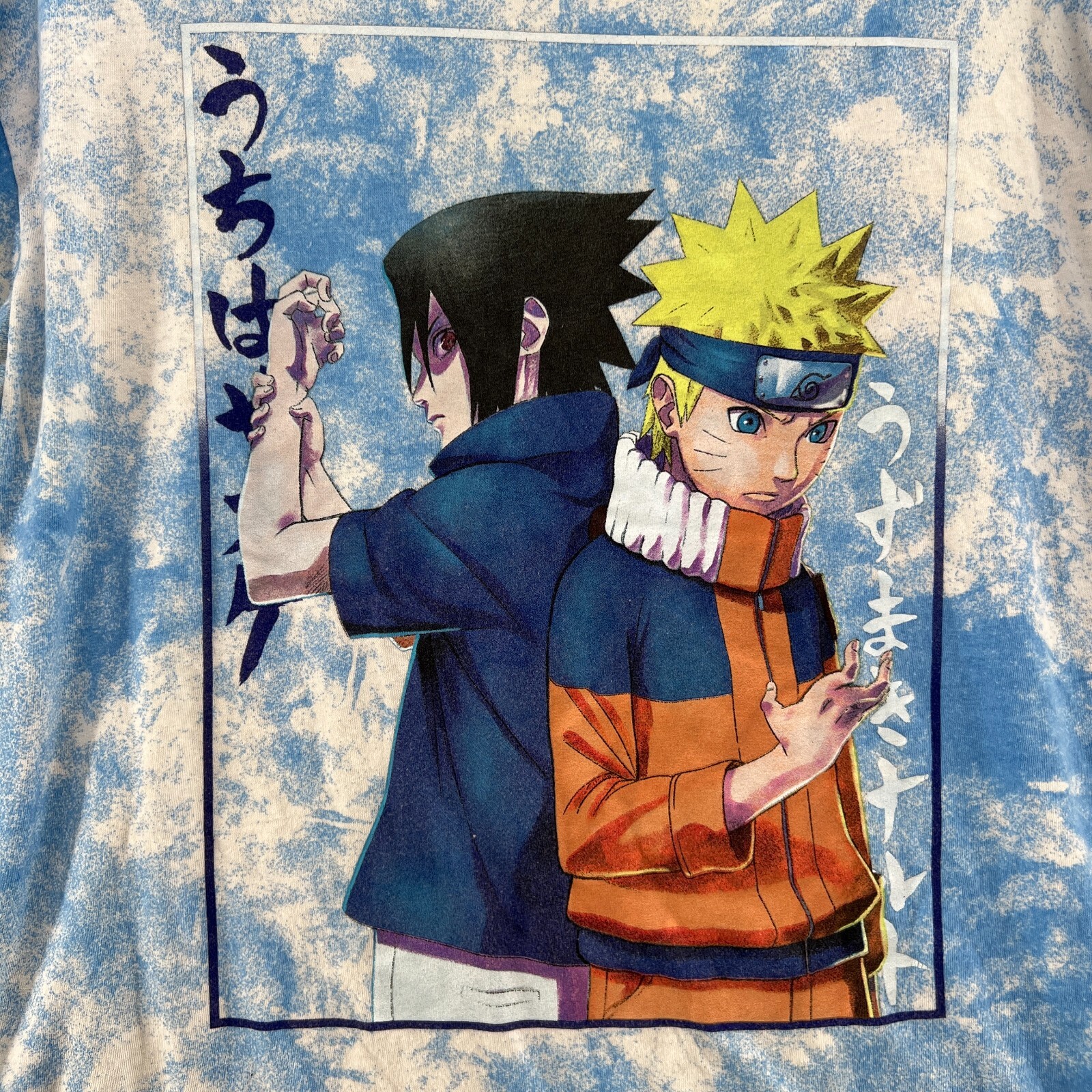 Naruto Shirt Medium Shippuden Blue Tie Dye Ripple Junction Tee Anime Crew Neck