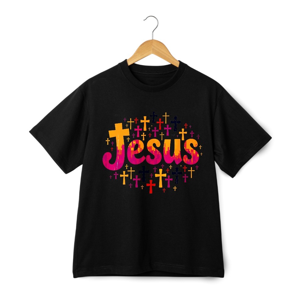 Jesus&Crosses Christian Graphic T-Shirt-Faith Casual Tee|Sunday Church Service