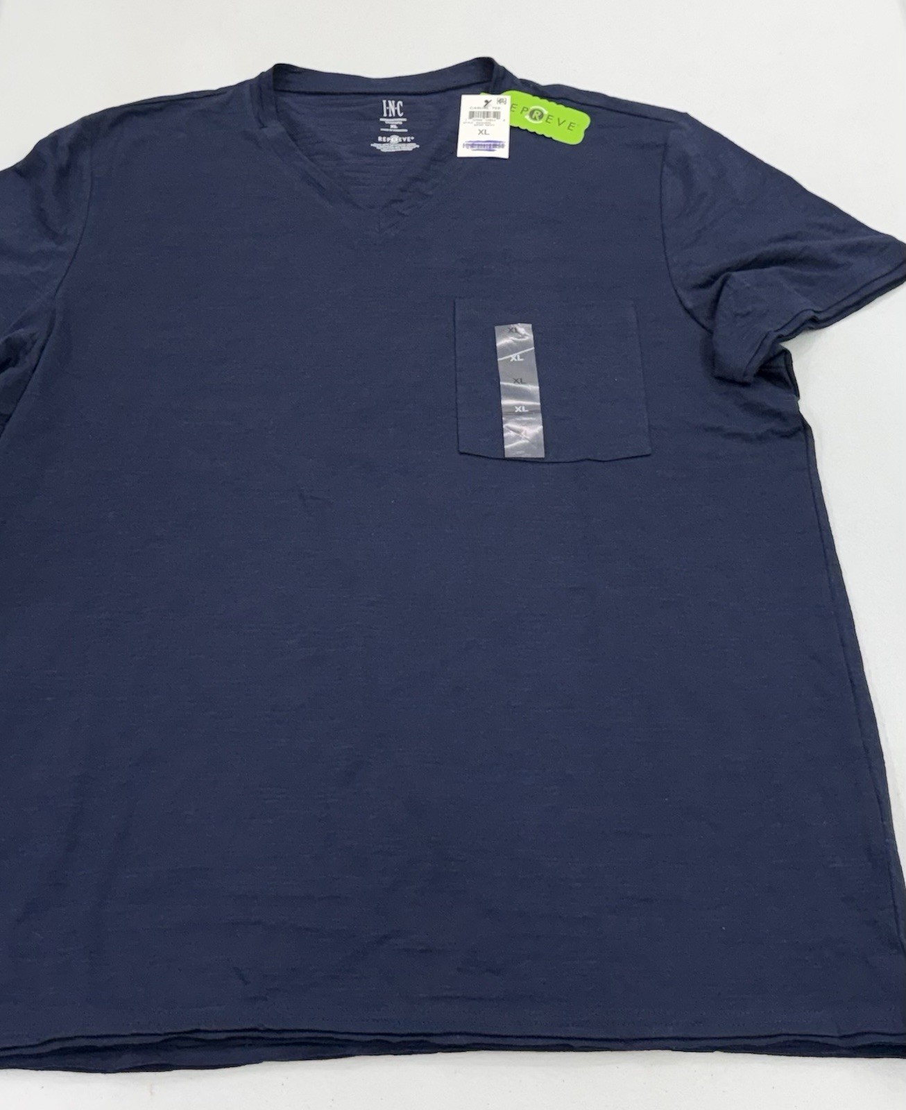 I.N.C Men&rsquo;s Broken-Stripe V-Neck Casual T-Shirt, Basic Navy, Size XL
