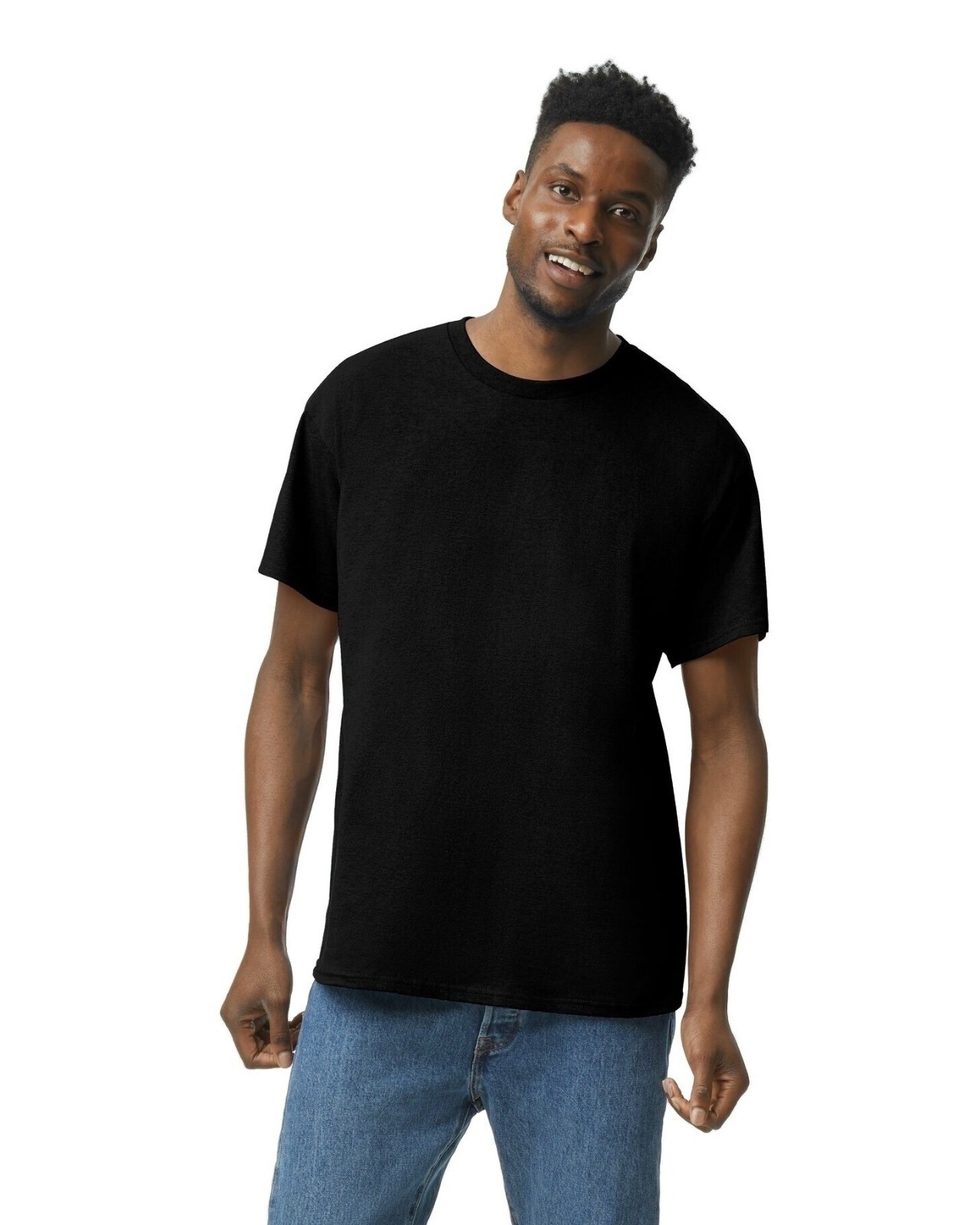 NEW LARGE Black Gildan Heavy Cotton 100% Cotton T-shirt G500 G5000
