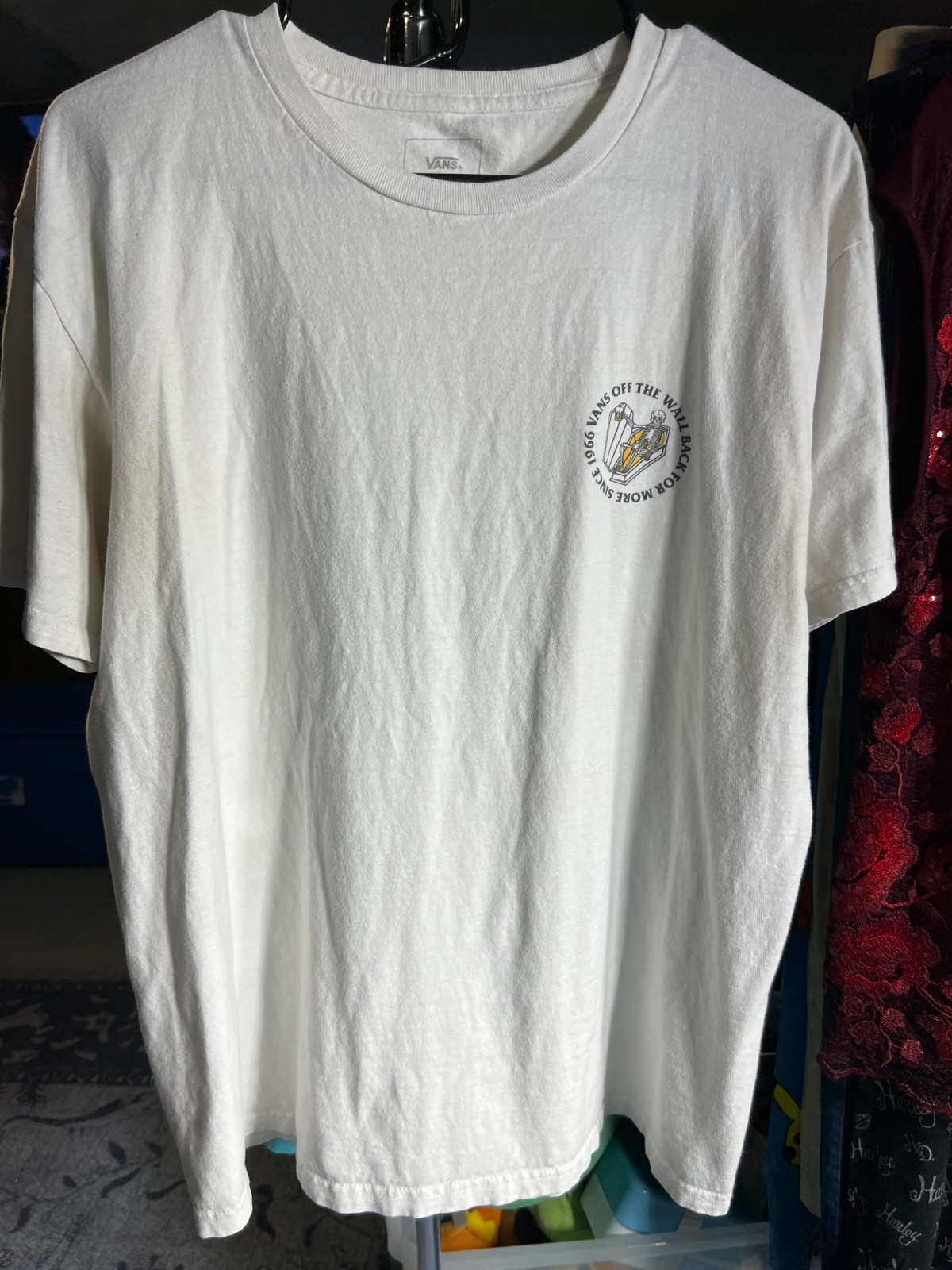 VANS « Off the Wall » White Adult Tee T-Shirt Front and Back Graphics SZ Large