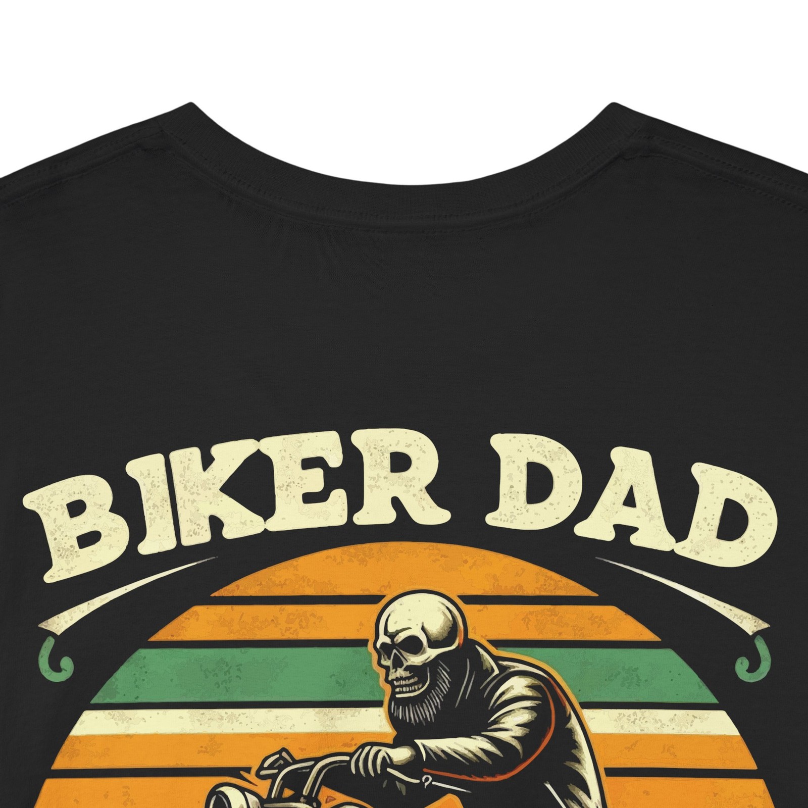 Biker Dad T-Shirt Skeleton BACK Graphic Tee Vintage Motorcycle Like Normal Dad