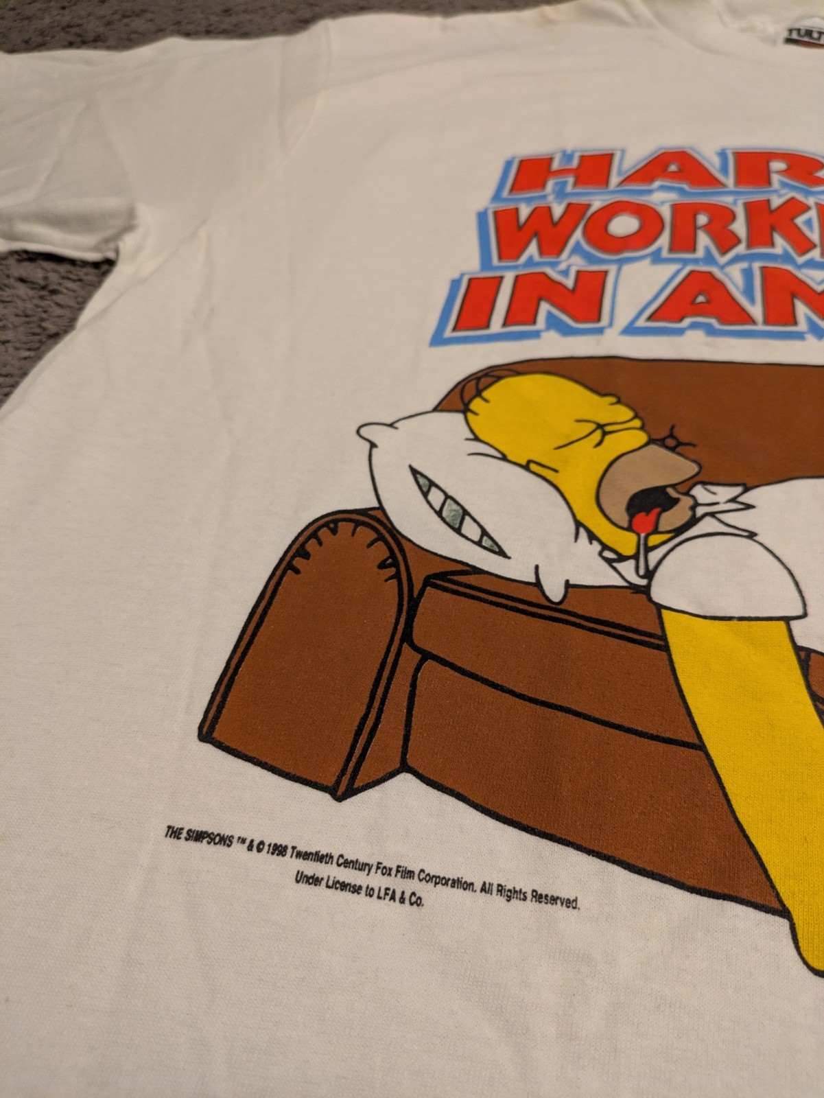 Vintage 1998 The Simpsons Homer Hardest Working Dad in America T-Shirt Men&rsquo;s XL