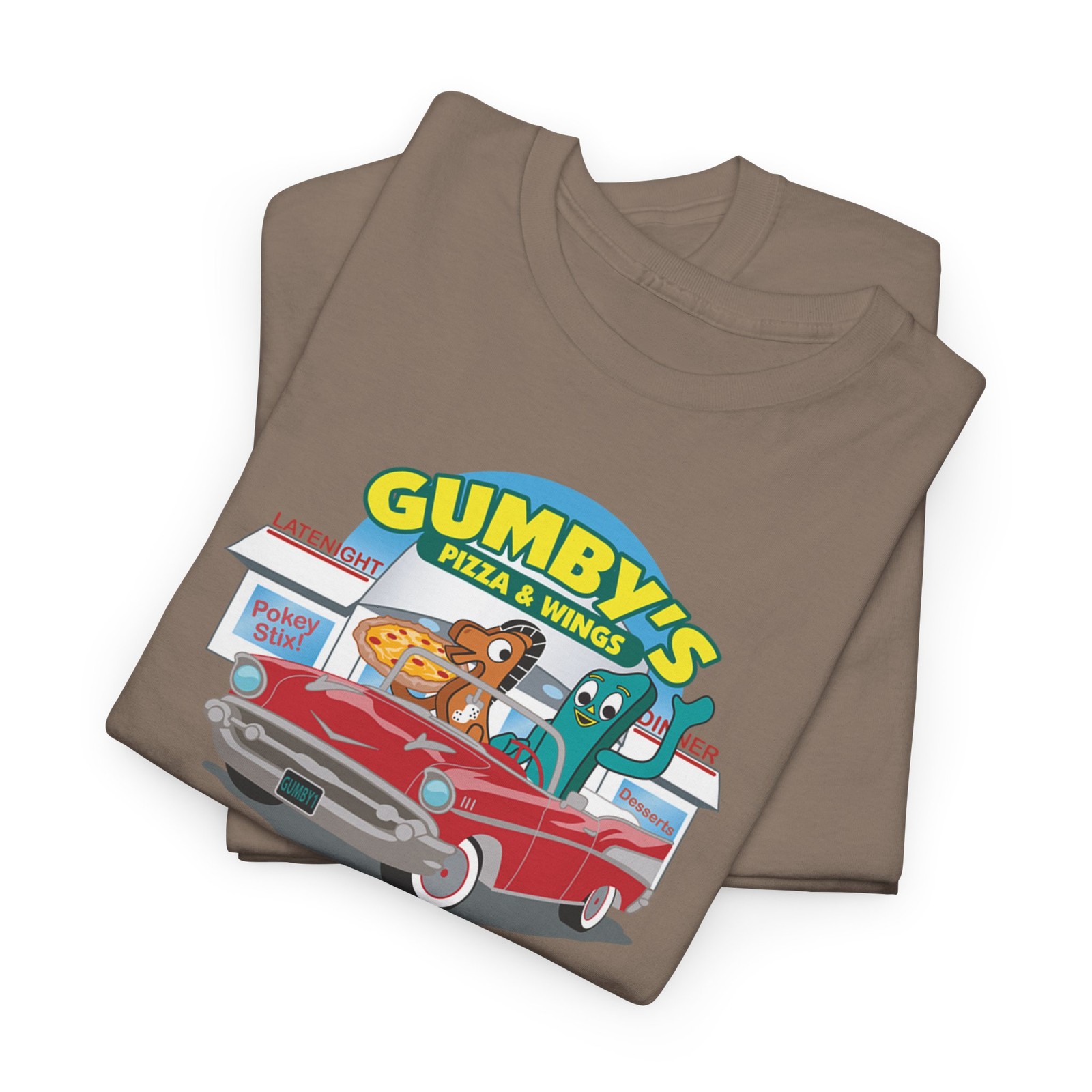 Gumby&rsquo;s Pizza Logo T-Shirt | Cartoon Pizza Mascot Tee