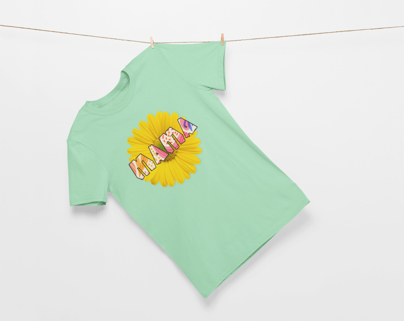 Mama Floral Letters T-Shirt | Yellow Sunflower Graphic