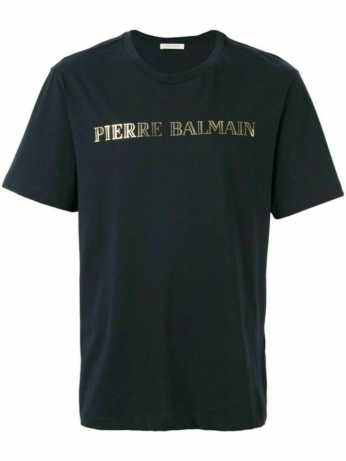 Pierre Balmain Mens Iconic Top Logoshirt Gold Logo Shirt Kurzarm T-Shirt 48 M