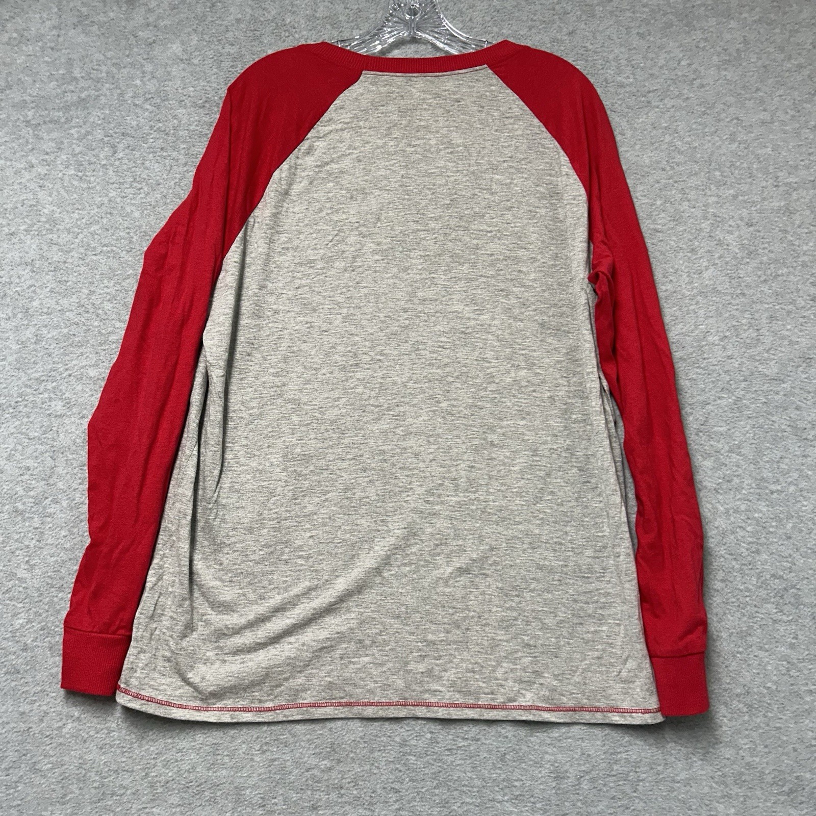 T-Shirt Mens Sz L Raglan Papa Bear Snow Flakes Christmas Graphic Red Gray