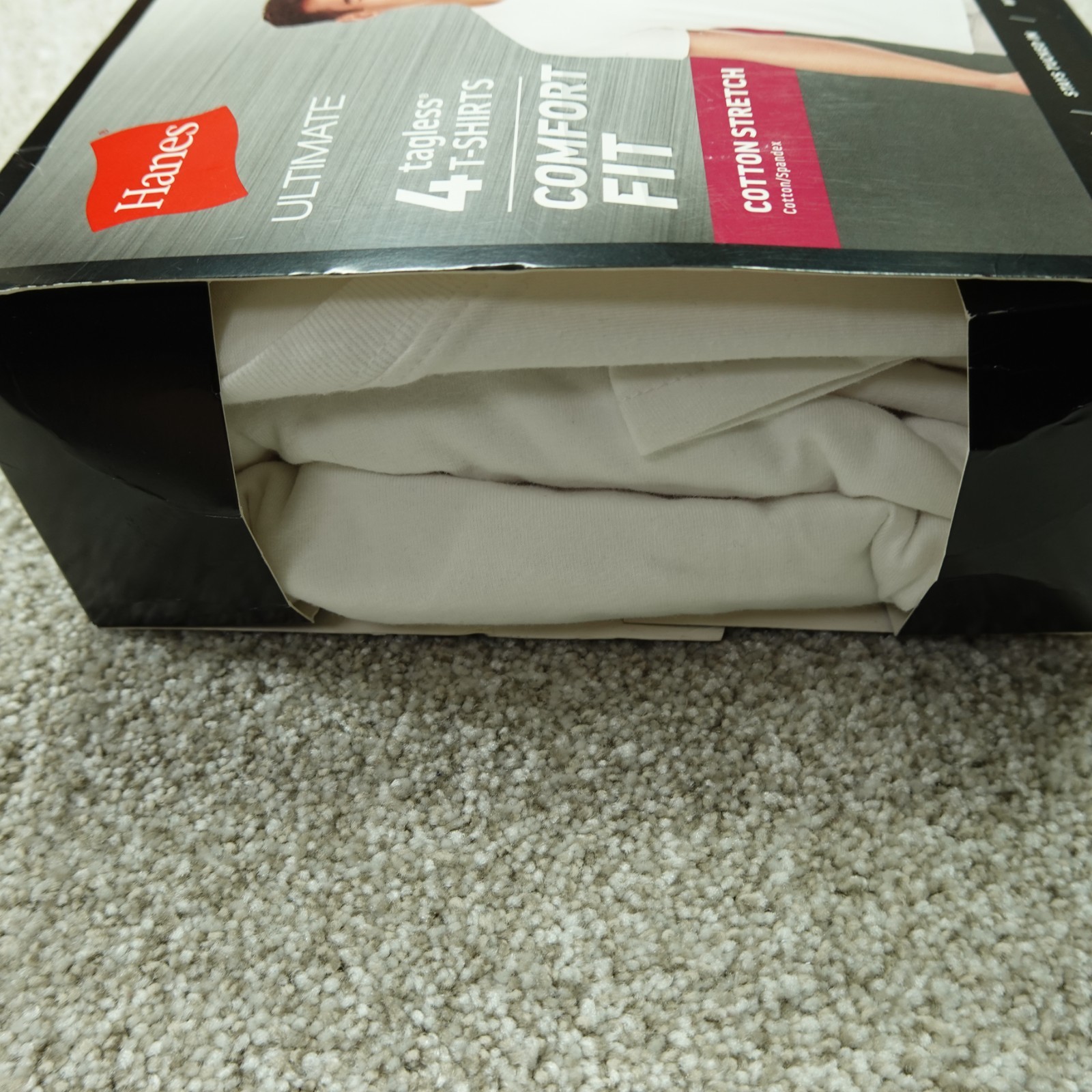 Hanes Shirts Mens Extra Large 46/48 White Cotton Stretch Comfort Fit 4 Pack