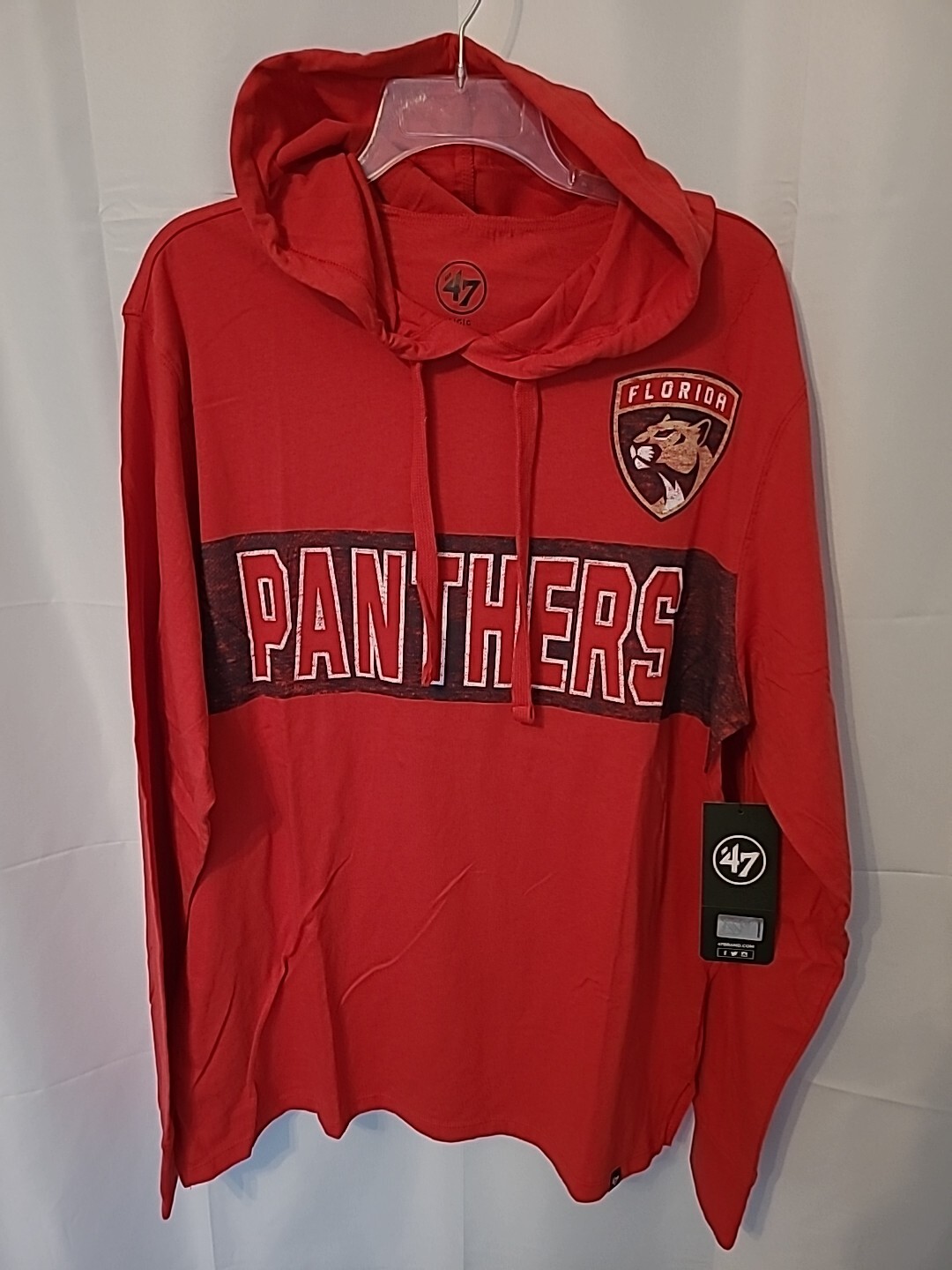 NWT Florida Panthers NHL &rsquo;47 Brand Hoodie Hooded T-Shirt Racer Red Size Large