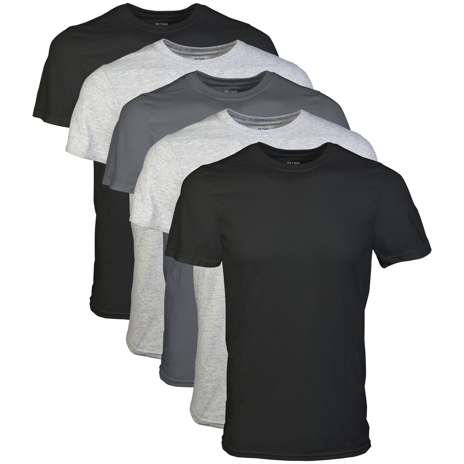 Gildan Men&rsquo;s Crew T-shirts, Multipack, Style G1100, Black/sport Grey/c