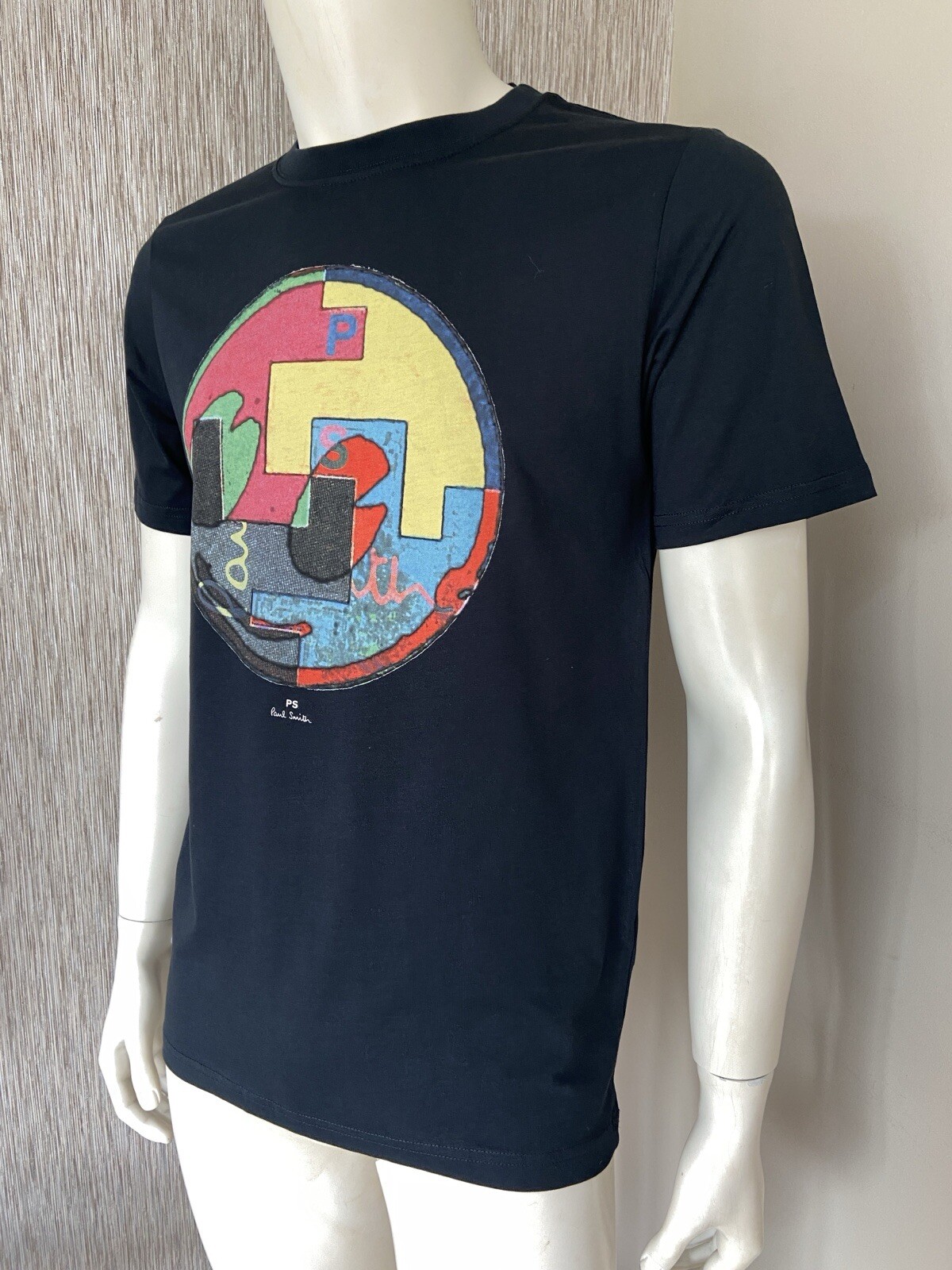 PS PAUL SMITH NAVY BLUE CIRCLE PRINT TSHIRT SIZE SMALL BNWT