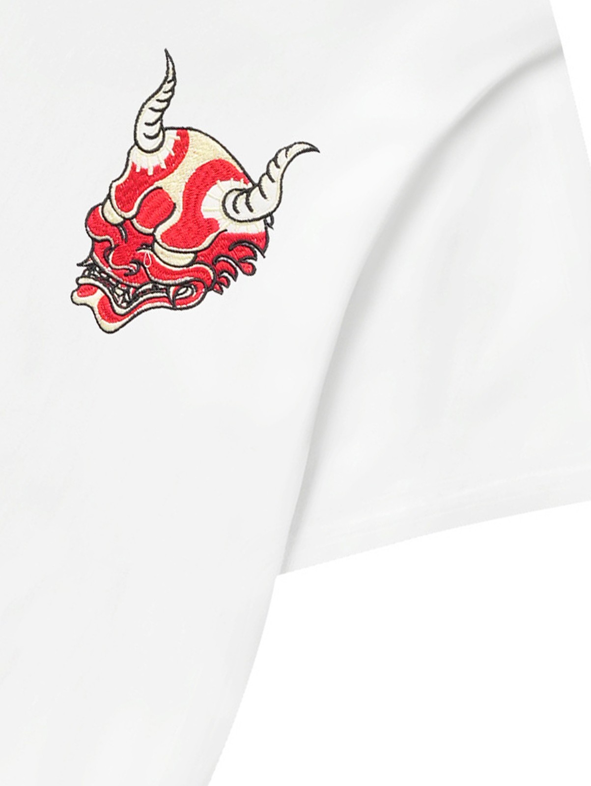 Niepce Red Demon Embroidered Tee Japanese Streetwear T-Shirt for Men