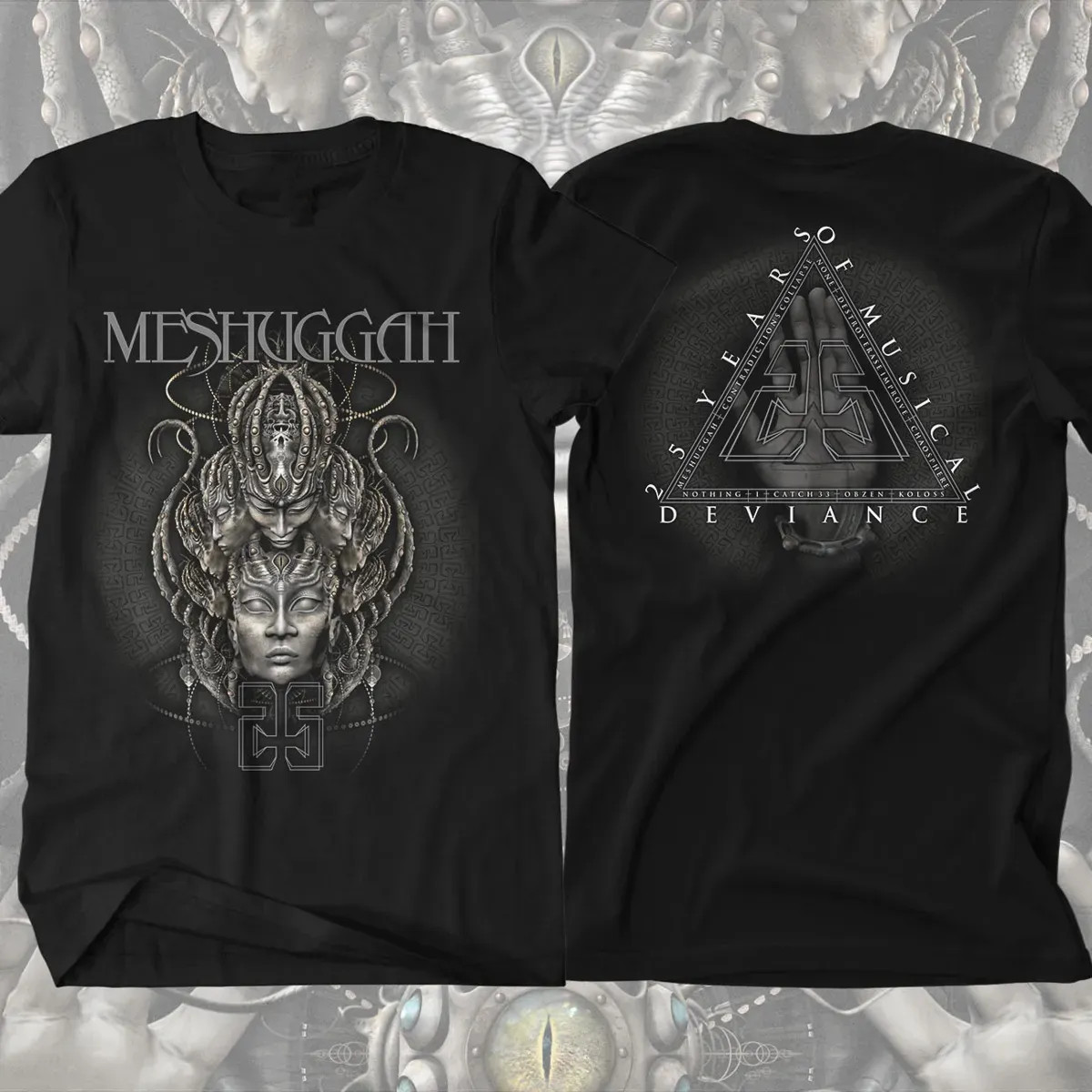 Meshuggah Band 25 Years – Faces Full Size Heavy Cotton Black T Shirt TR401