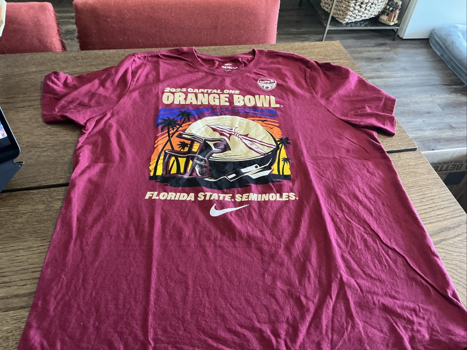 Nike Men&rsquo;s Garnet Florida 2023 Orange Bowl Red T-Shirt – Size XL