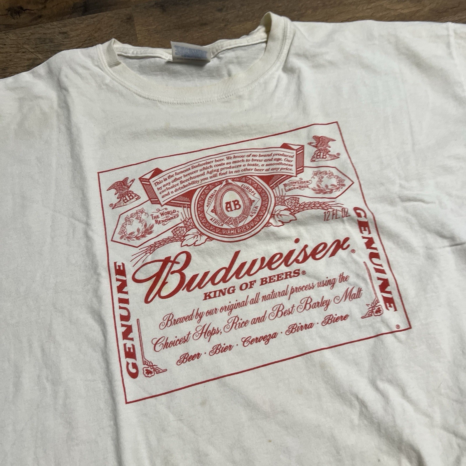 Vintage Budweiser King of Beers T-shirt Mens Size XL White Tee
