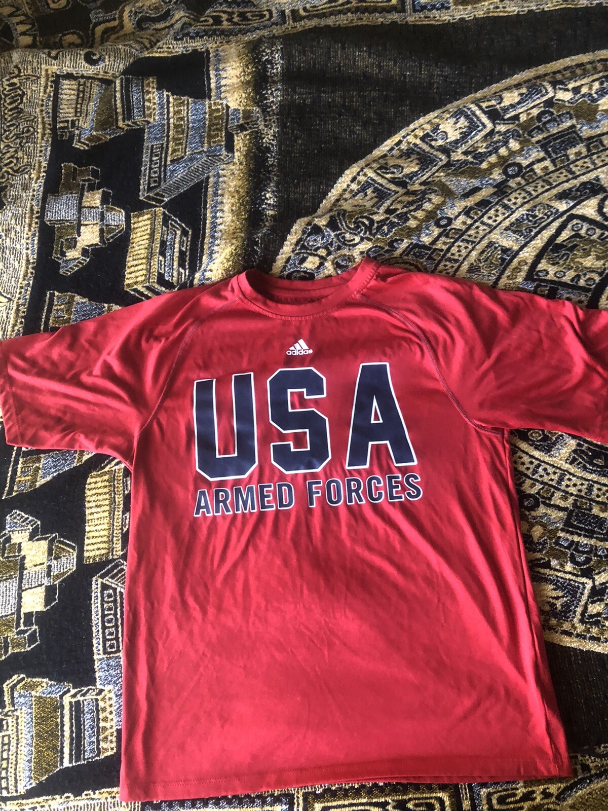 USA Military Armed Forces Sports Adidas Athletic Short-sleeve T-shirt,Mens – Red