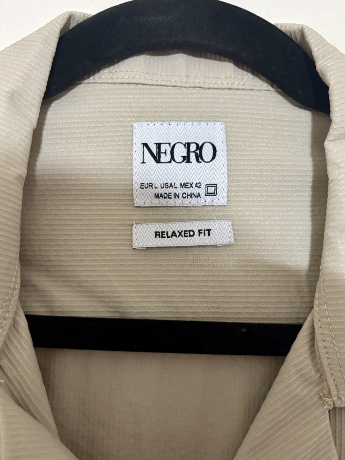 Negro Jeans Relaxed Fit Button Up Shirt Khaki Beige Men&rsquo;s Large