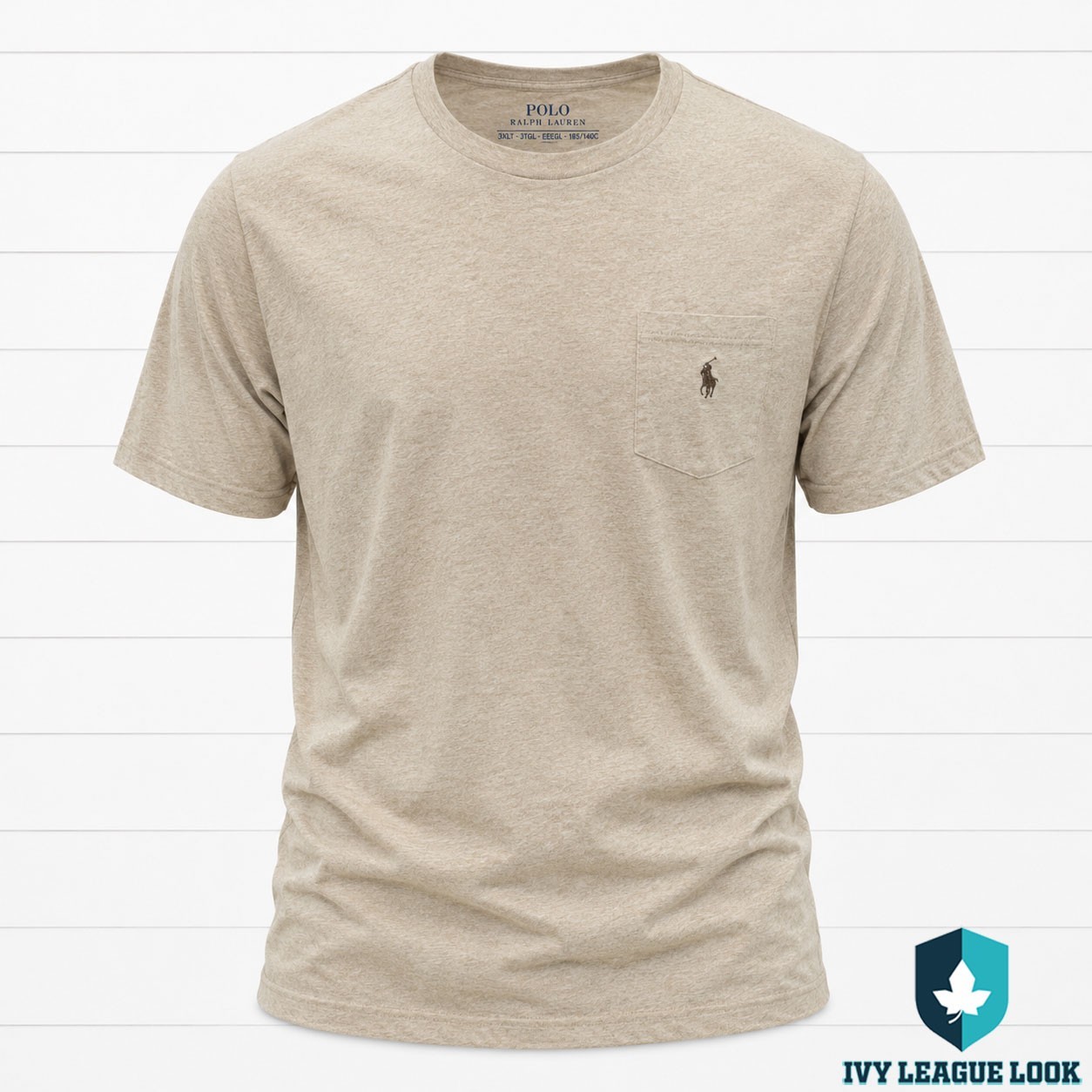 Polo Ralph Lauren Pocket T Shirt Mens 3XLT Tan Heather Pony Cotton Classic Tall