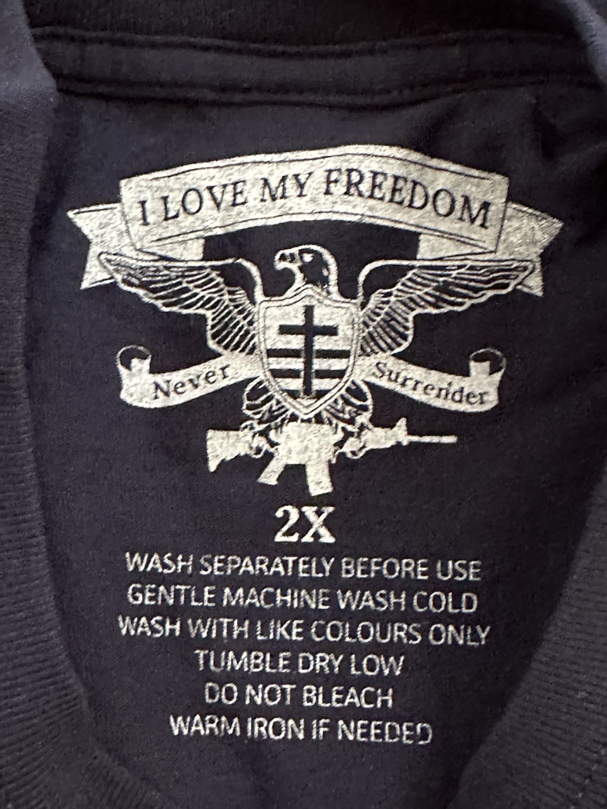 NEW “FREEDOM » I Love My Freedom Brand Navy Short Sleeve Shirt Size XXL